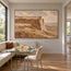 Ochre Brown Hand-Painted Canyon Painting, Flat-Topped Cliff #FXQ5837D