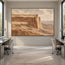 Ochre Brown Hand-Painted Canyon Painting, Flat-Topped Cliff #FXQ5837D