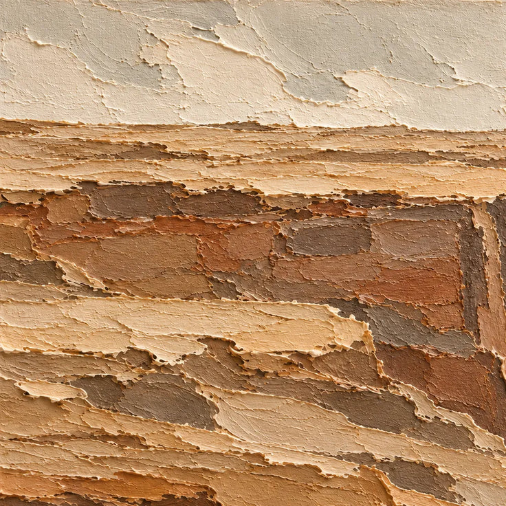 Ochre Brown Hand-Painted Canyon Painting, Flat-Topped Cliff #FXQ5837D