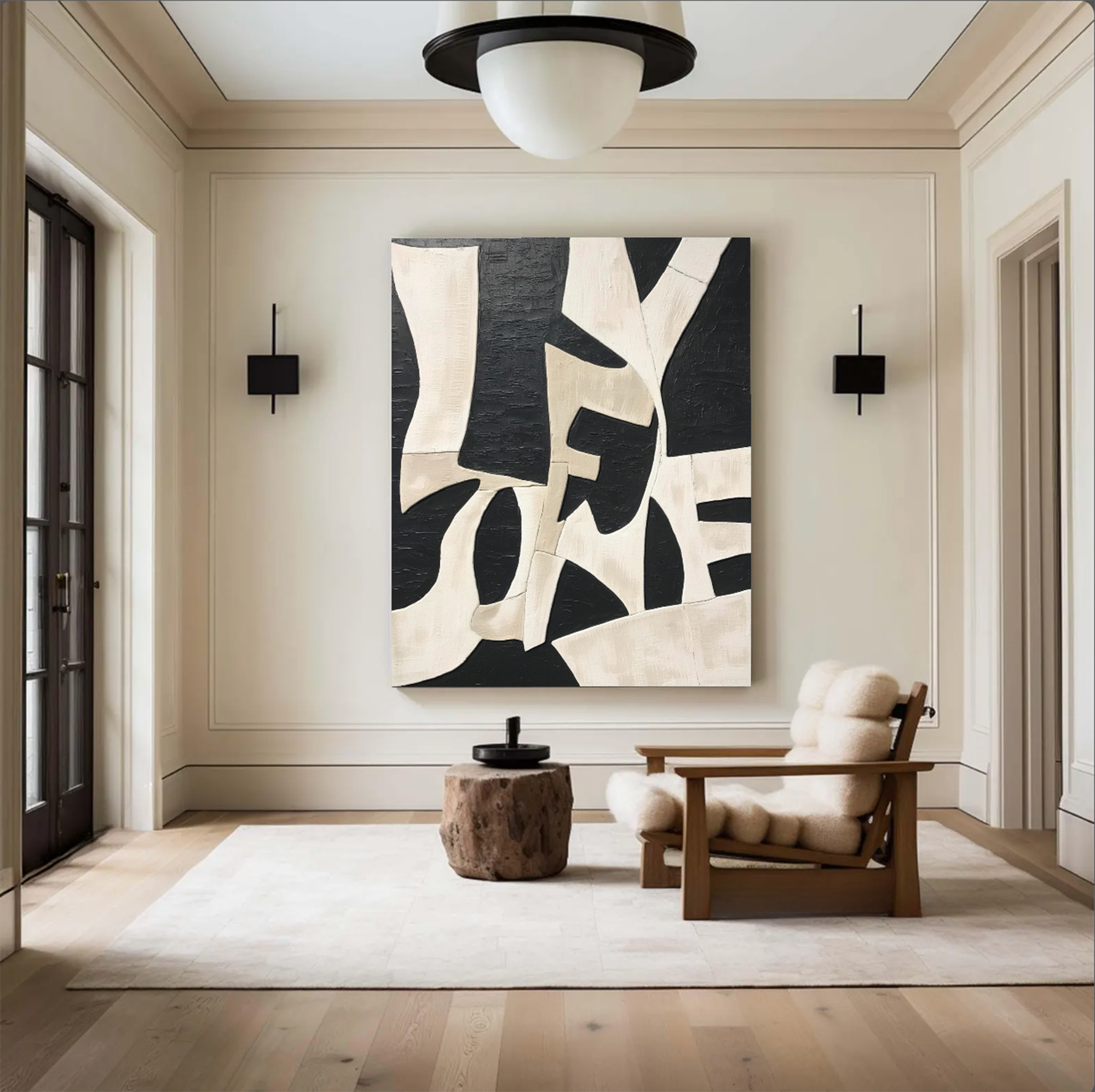 Wabi-Sabi-Black-White-Abstract-Texture-Wall-Art-wa111 #WA111