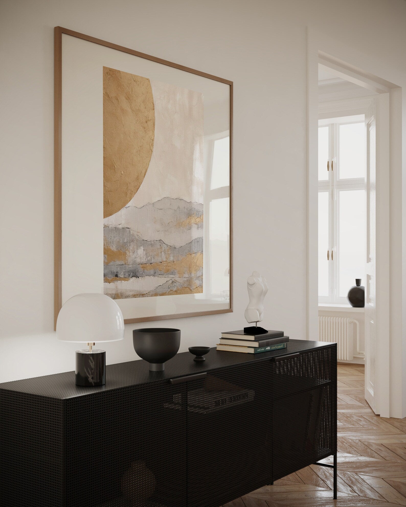 Minimalist Beige Gold Canvas Art#WA136