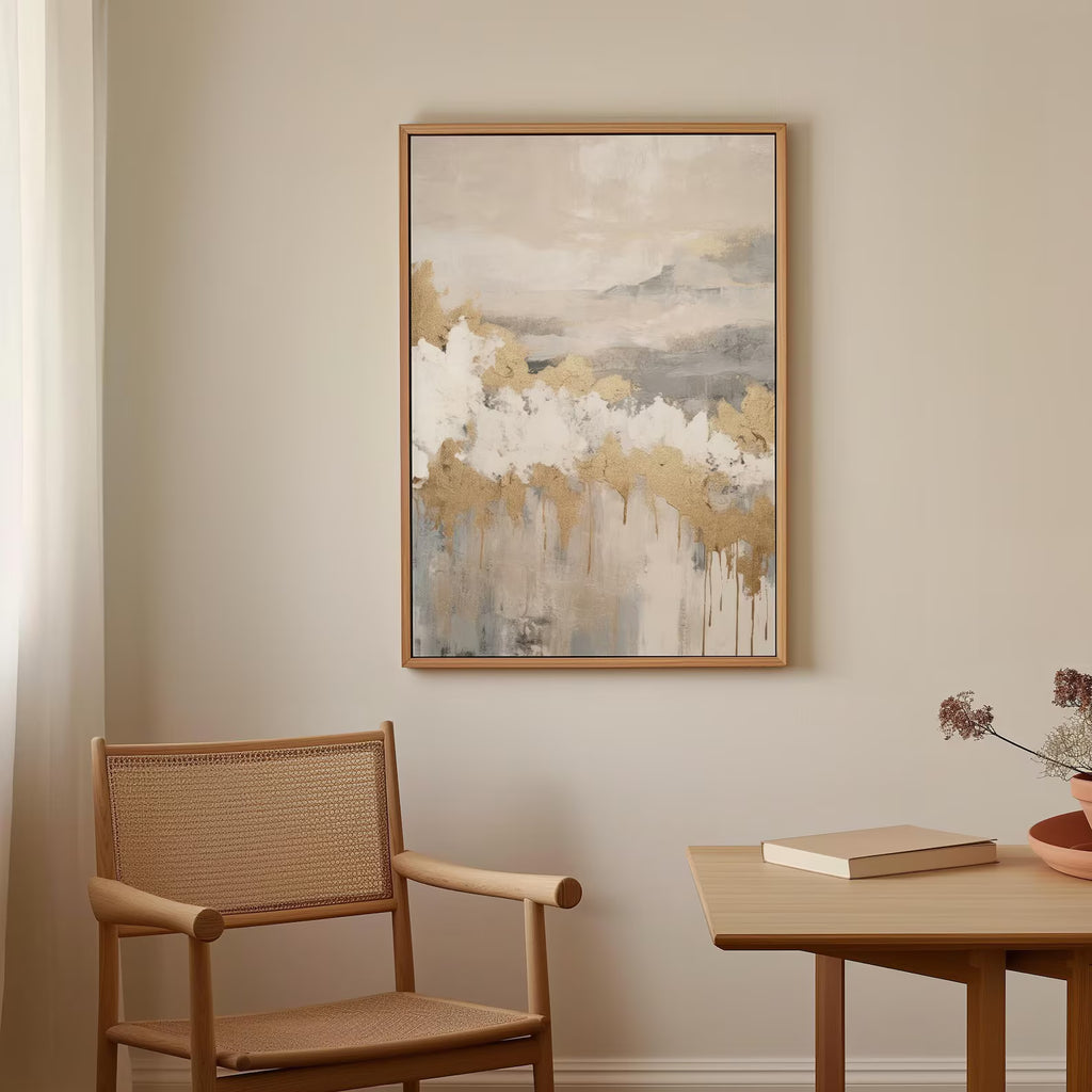 Minimalist Beige Gold Canvas Art#WA137