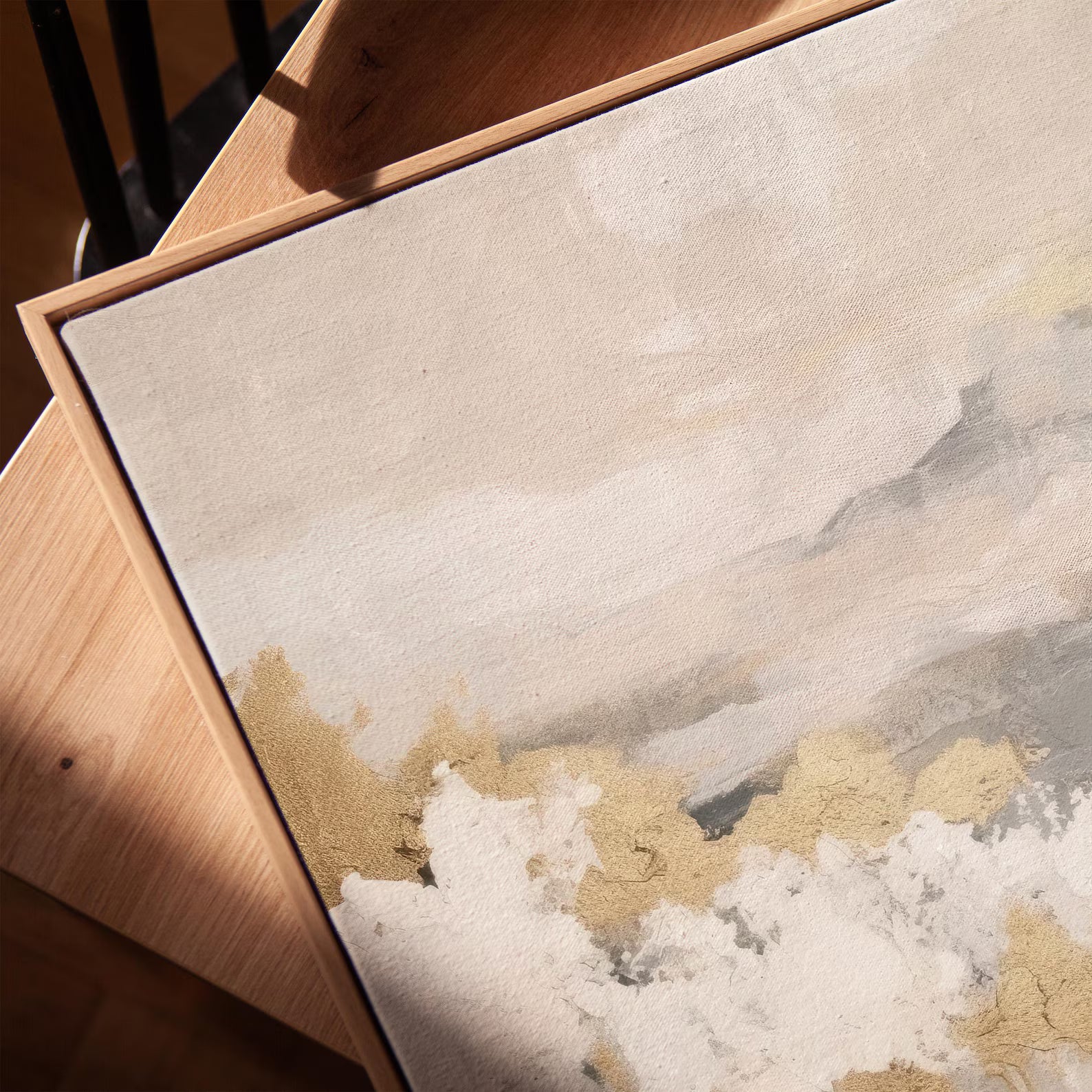 Minimalist Beige Gold Canvas Art#WA137