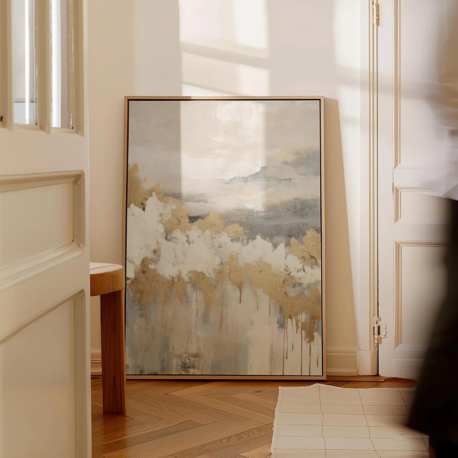 Minimalist Beige Gold Canvas Art#WA137