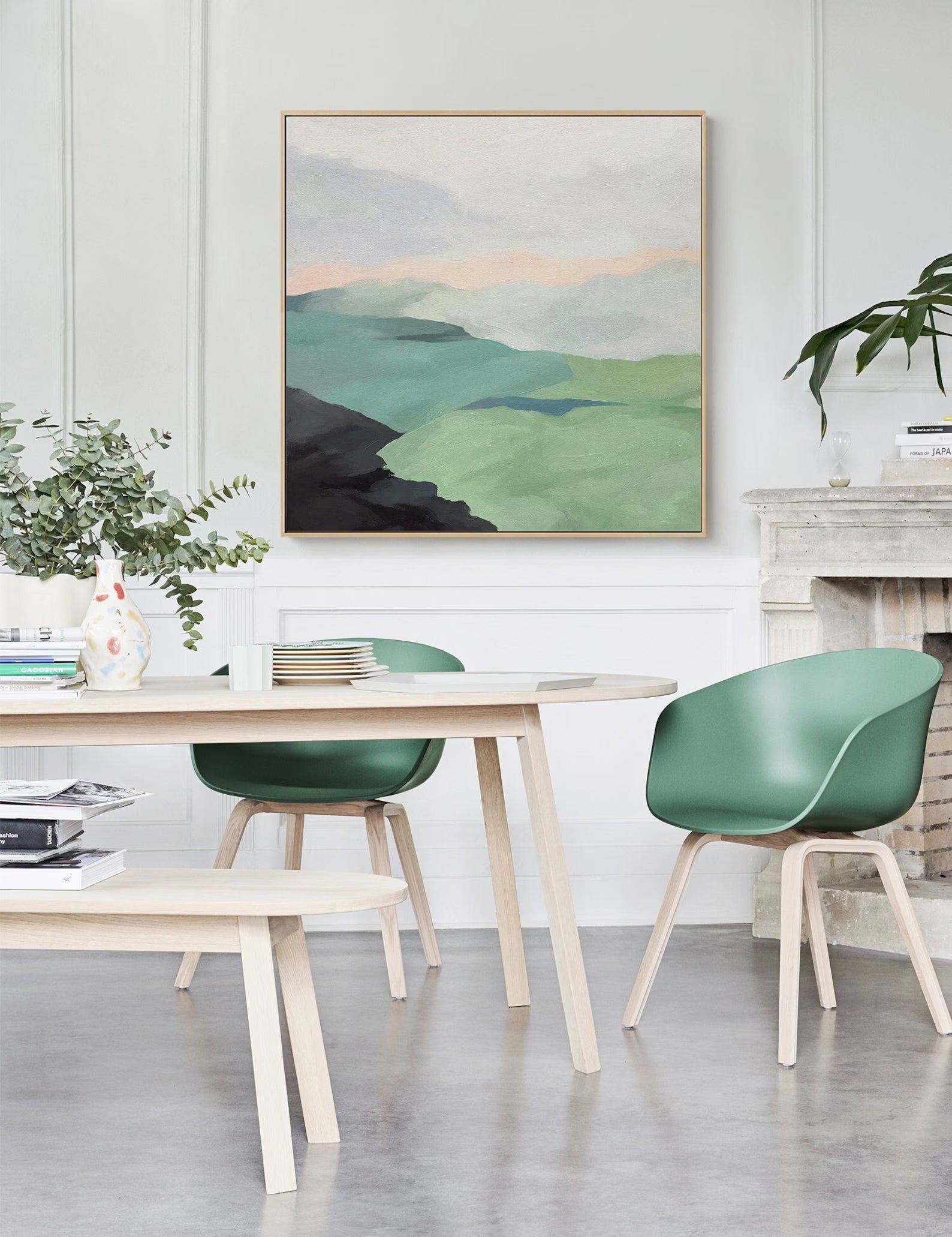 Sage Green Abstract Landscape Oil Painting #WA188