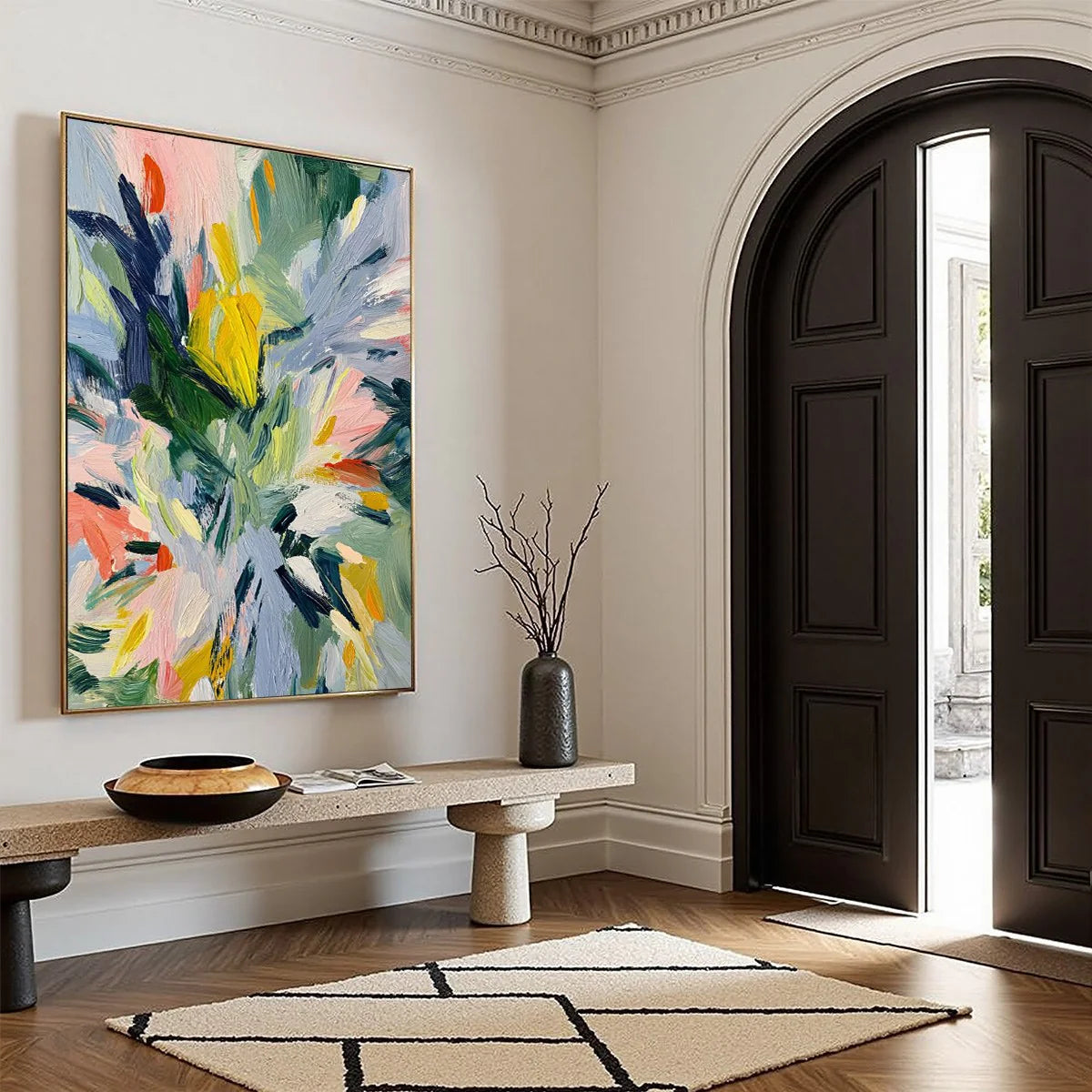 Original Abstract Floral Oil Painting, Colorful Textured Wall Art #AB157