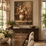Brown Hand-Painted Oil Painting, Cream and Orange Flowers in a Jug #9897B7VR