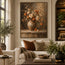 Brown Hand-Painted Oil Painting, Cream and Orange Flowers in a Jug #9897B7VR