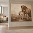 Brown Cream Hand-Painted Horse Painting, Horse and Foal #367ZZN97