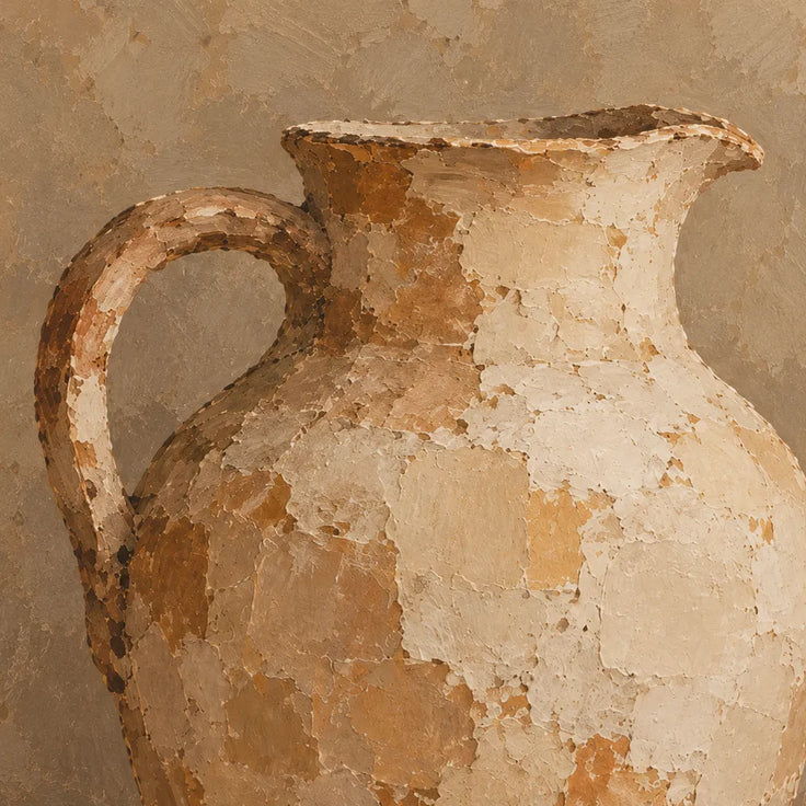 Beige Hand-Painted Still Life Painting, Pitcher and Two Pears #UAW3TAJ8