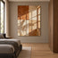 Rust & Beige Hand-Painted Oil Painting, Sunlit Window and Leaf Shadow Wall Art #1ACF8XQW