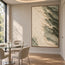 Cream Hand-Painted Abstract Painting, Diagonal Sage Edge #WRZL8HS5