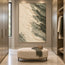 Cream Hand-Painted Abstract Painting, Diagonal Sage Edge #WRZL8HS5