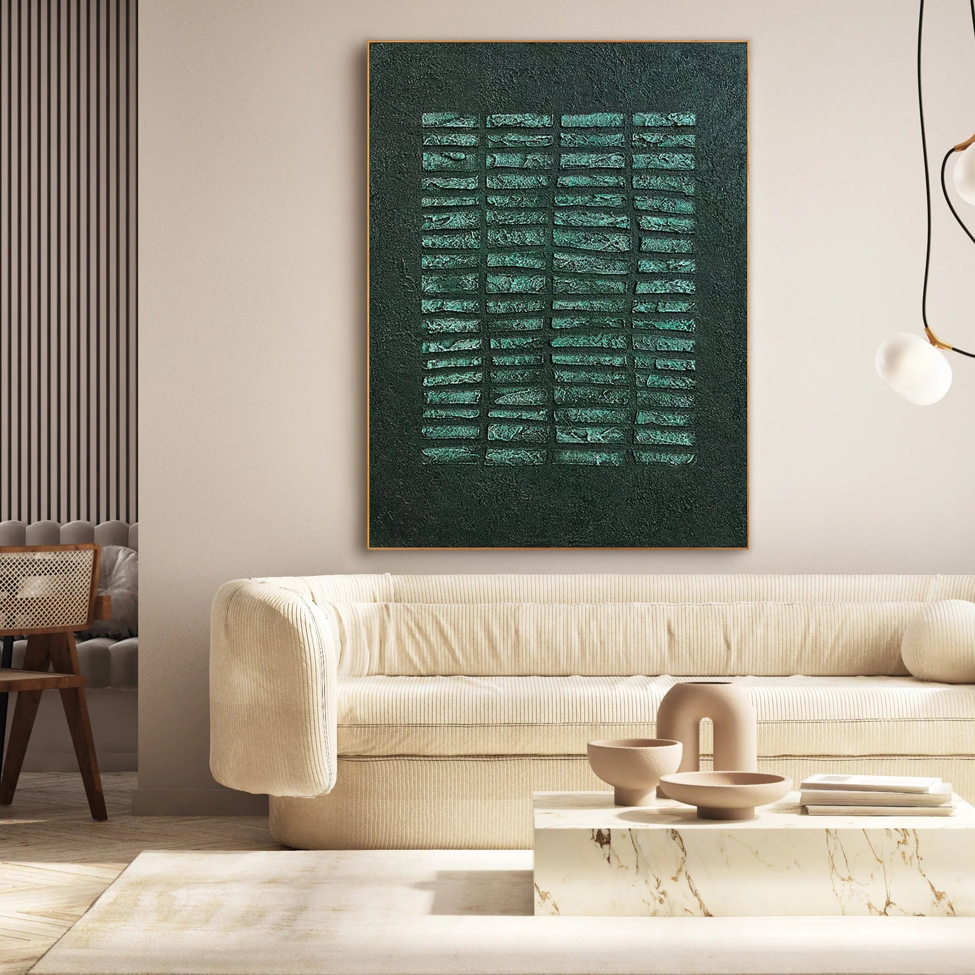 Deep Green 3D Textured Abstract Wall Art #MD145