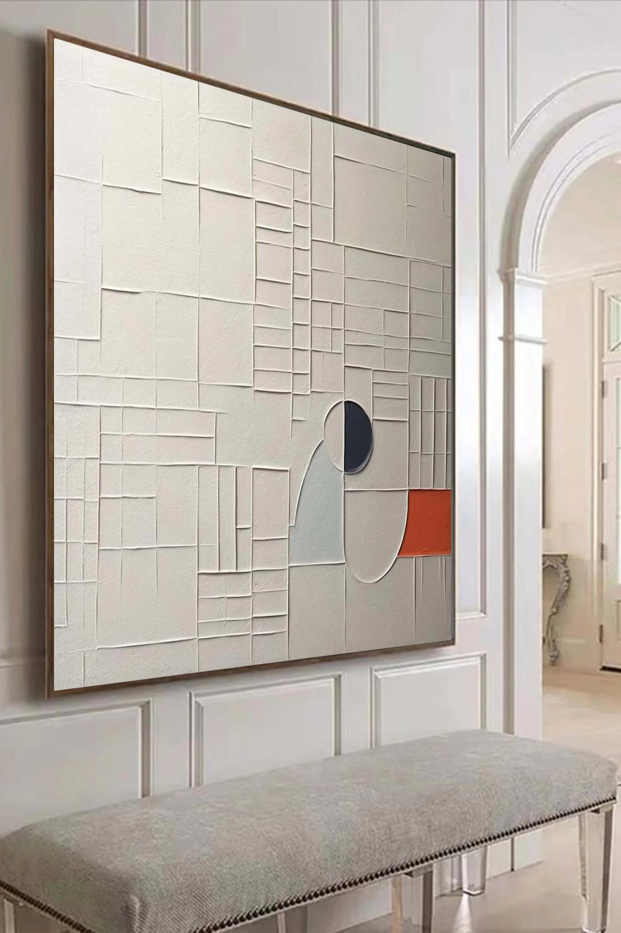 Modern Abstract Geometric Textured Oil Painting #JM89