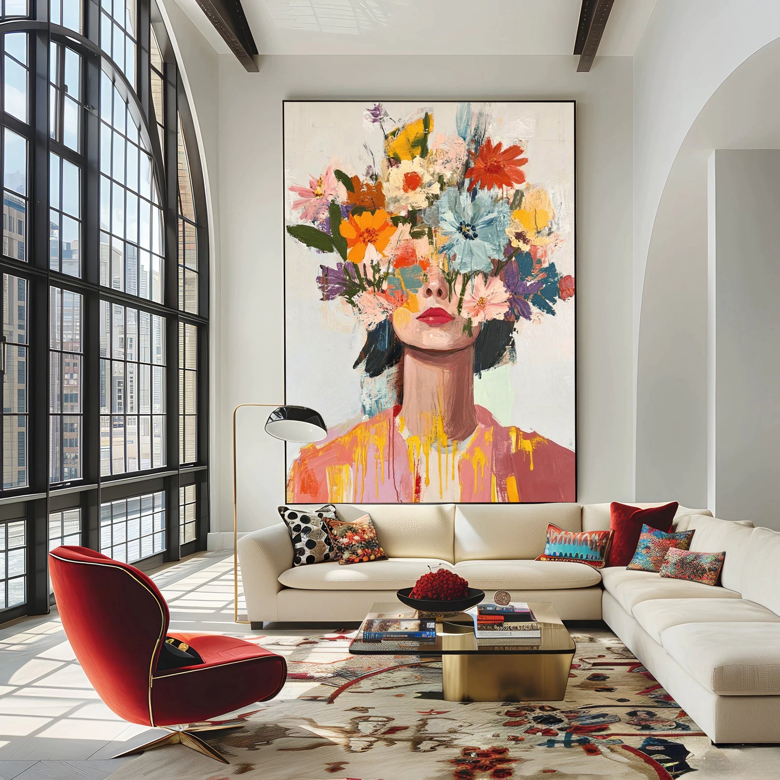 Colorful Floral Headdress Figure Decorative Painting #AB325