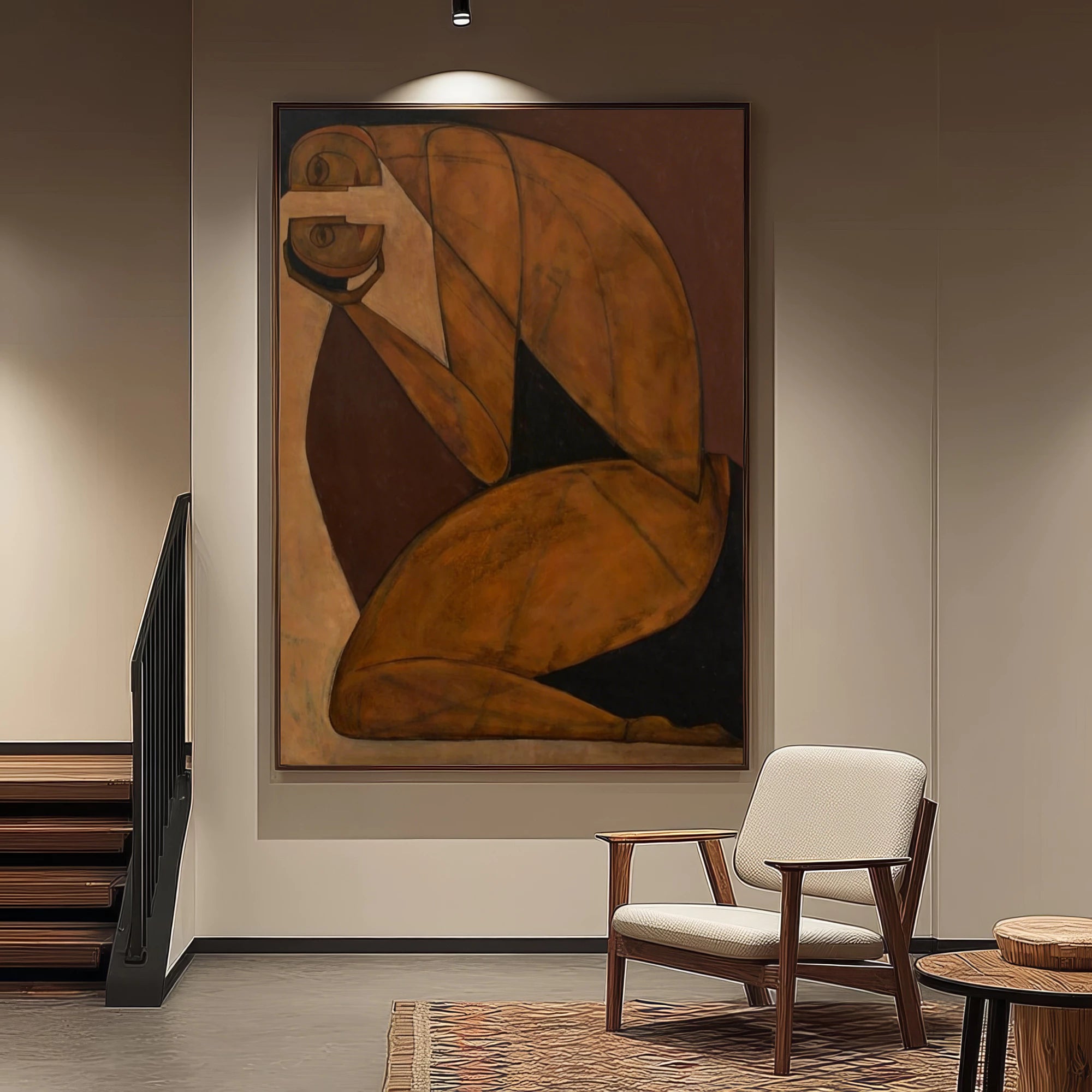 Abstract Expressionist Seated Figure Oil Painting #AB288