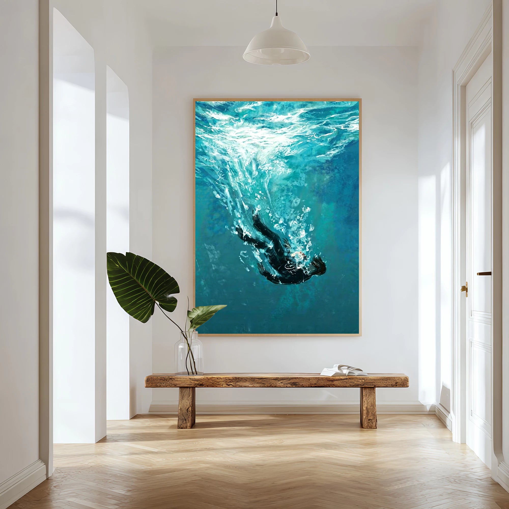 Underwater Falling Figure Oil Painting #AB326