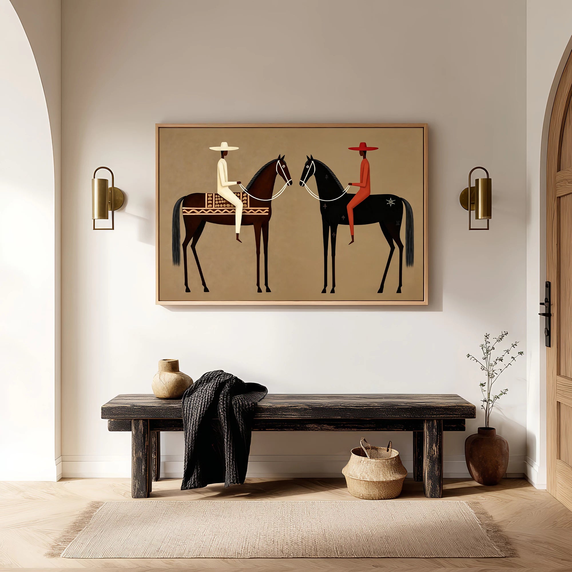 Minimalist Western-style Equestrian Figure Oil Painting #AB622