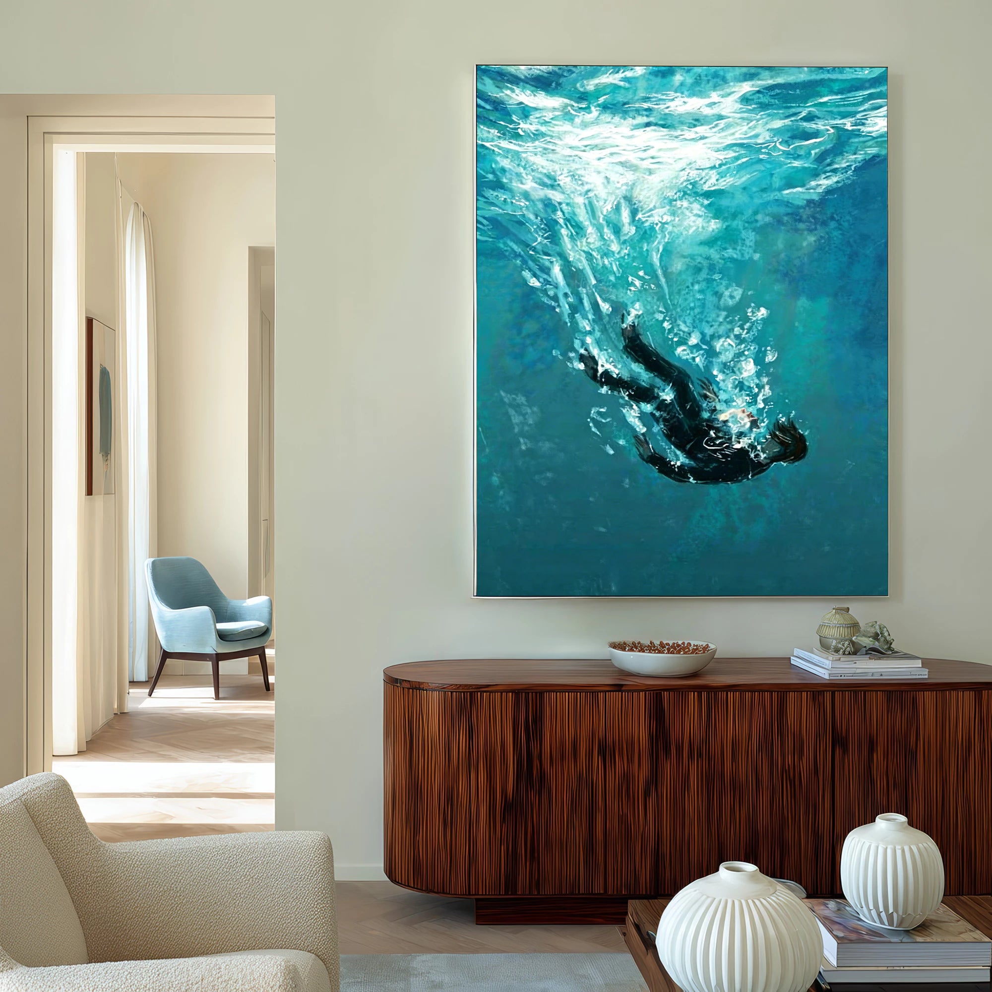 Underwater Falling Figure Oil Painting #AB326