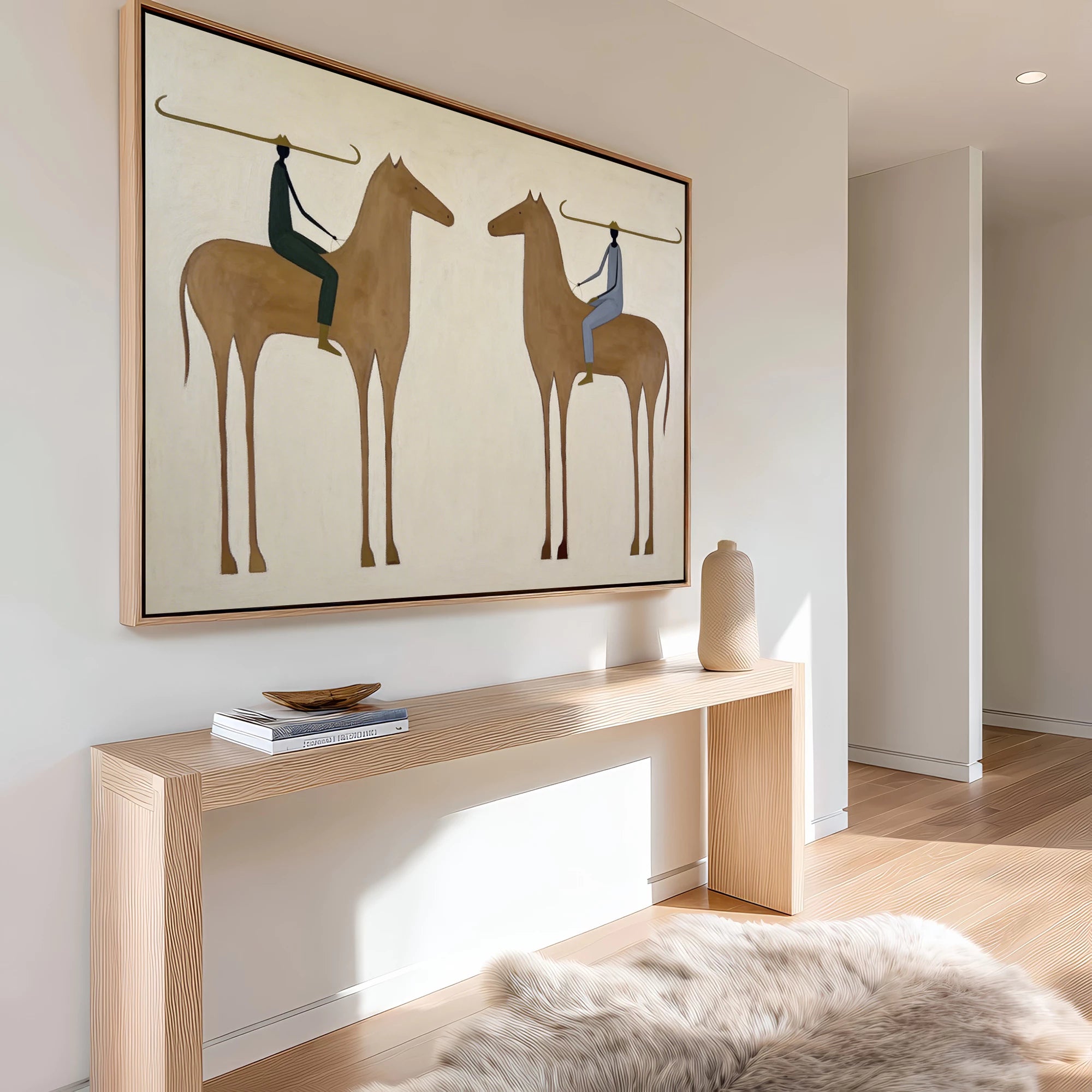 Contemporary Neutral Abstract Horse Oil Painting #AB611