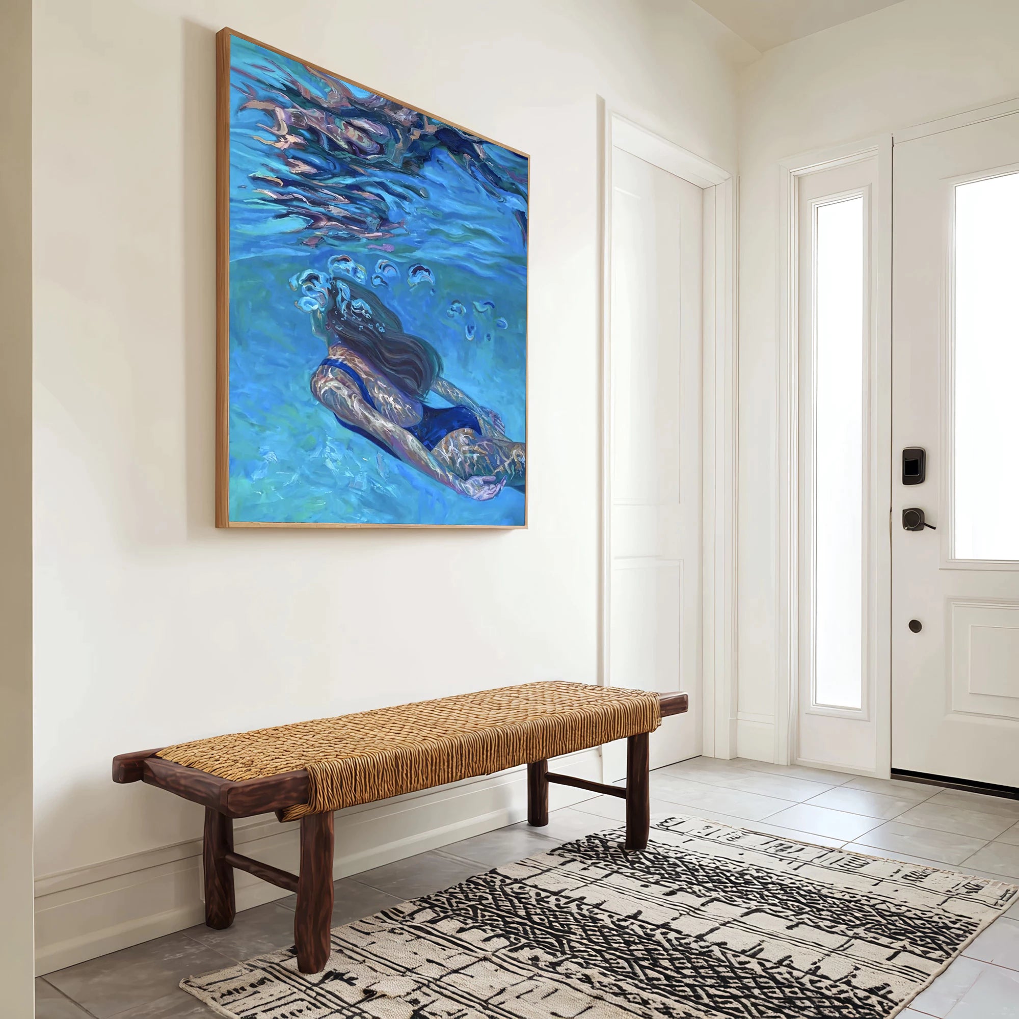 Modern Swimming Woman Oil Painting #AB329