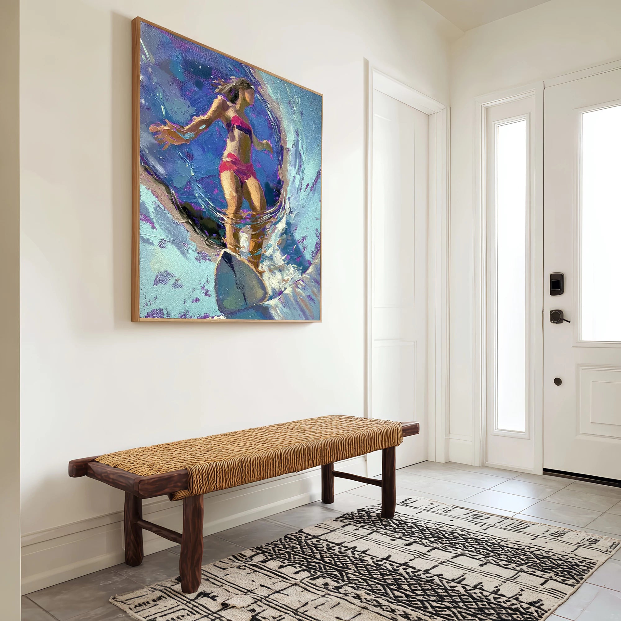 Modern Surfing Woman Oil Painting #AB330