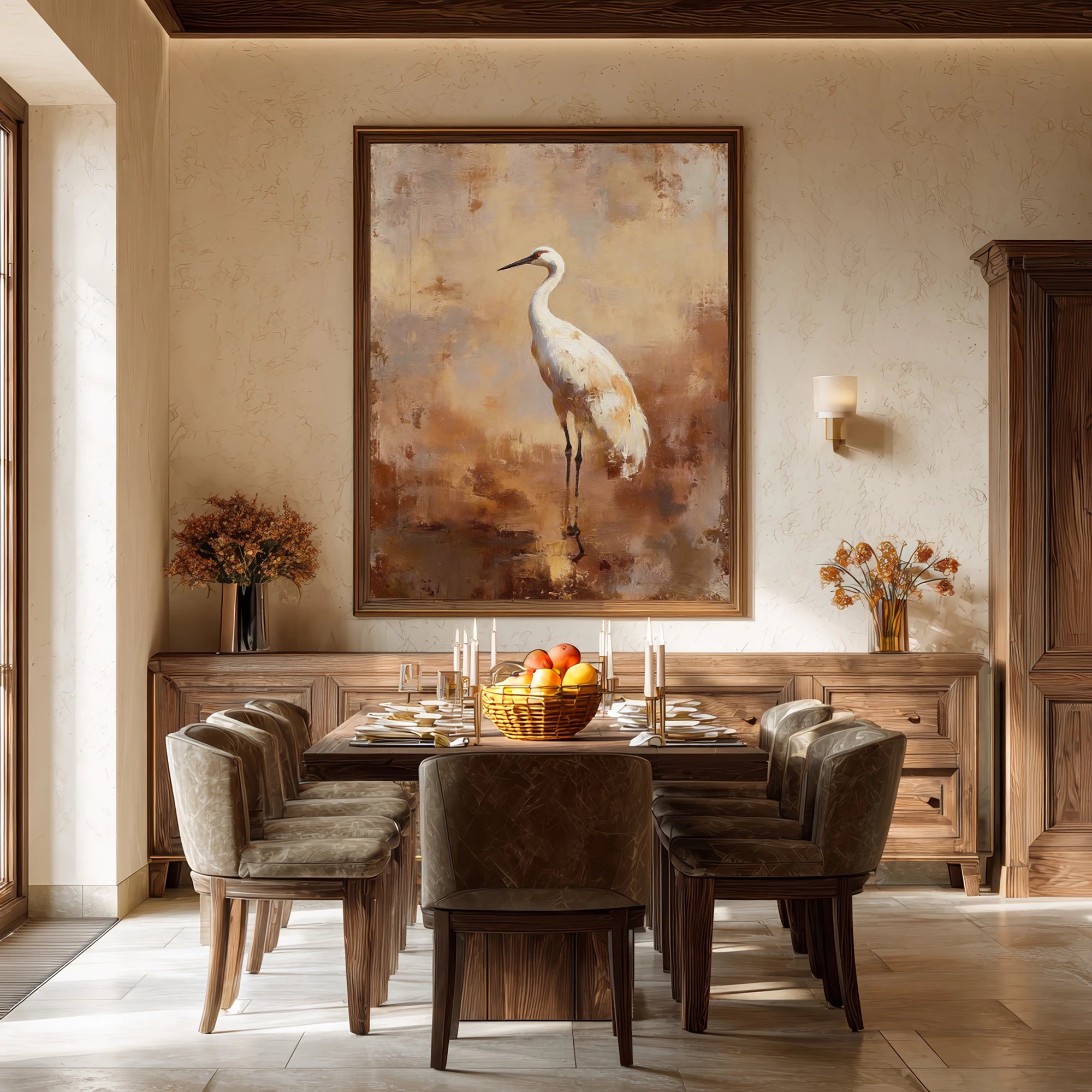 Minimalist Serene Heron Oil Painting #AM129