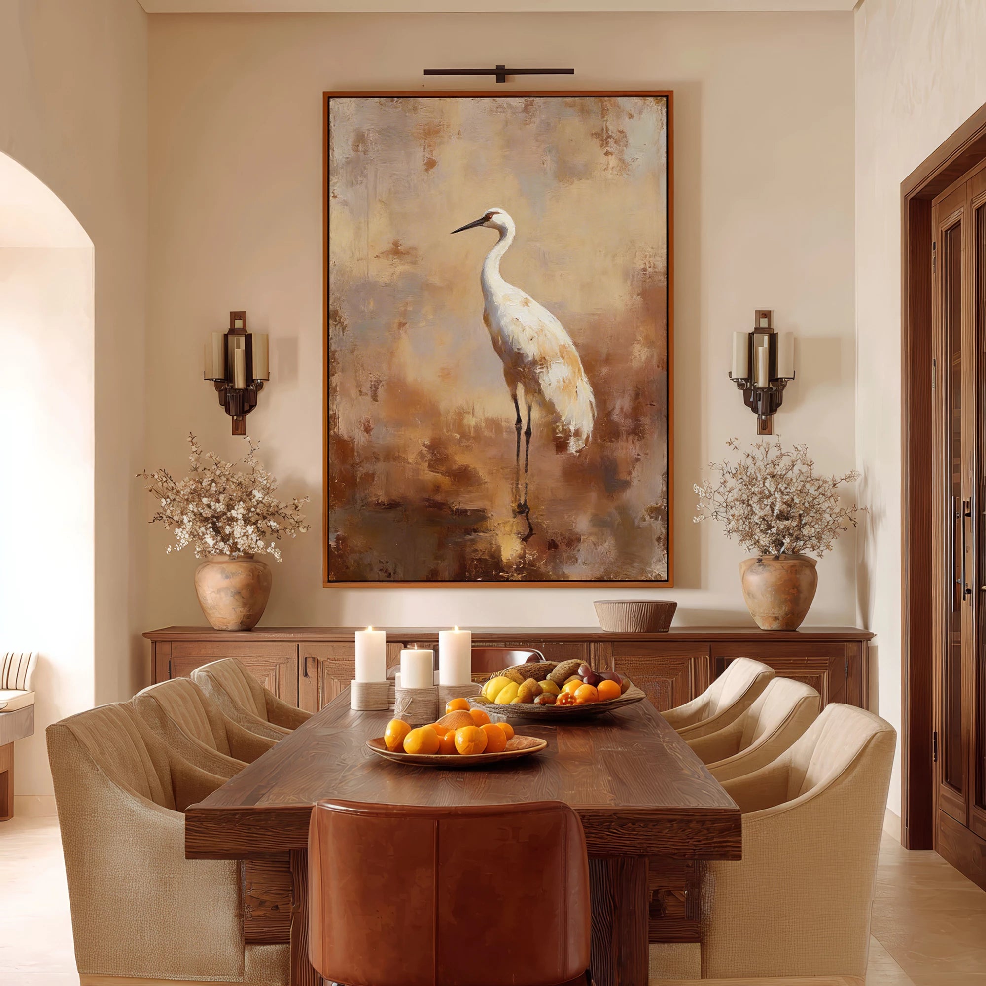 Minimalist Serene Heron Oil Painting #AM129