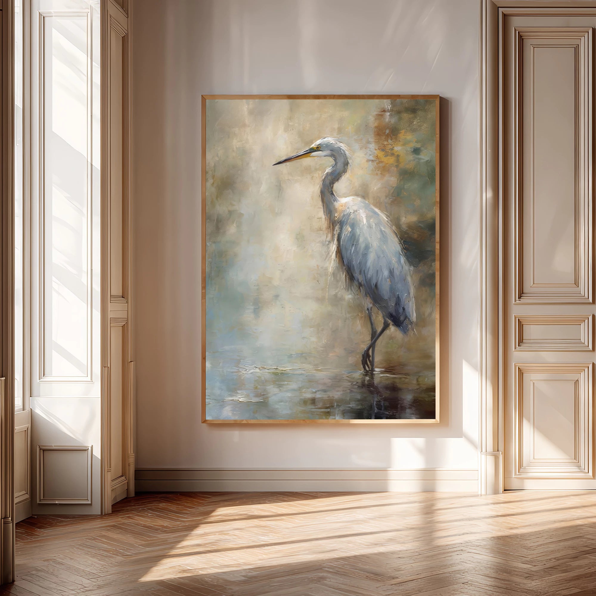 Wabi-Sabi Heron Oil Painting #AM132