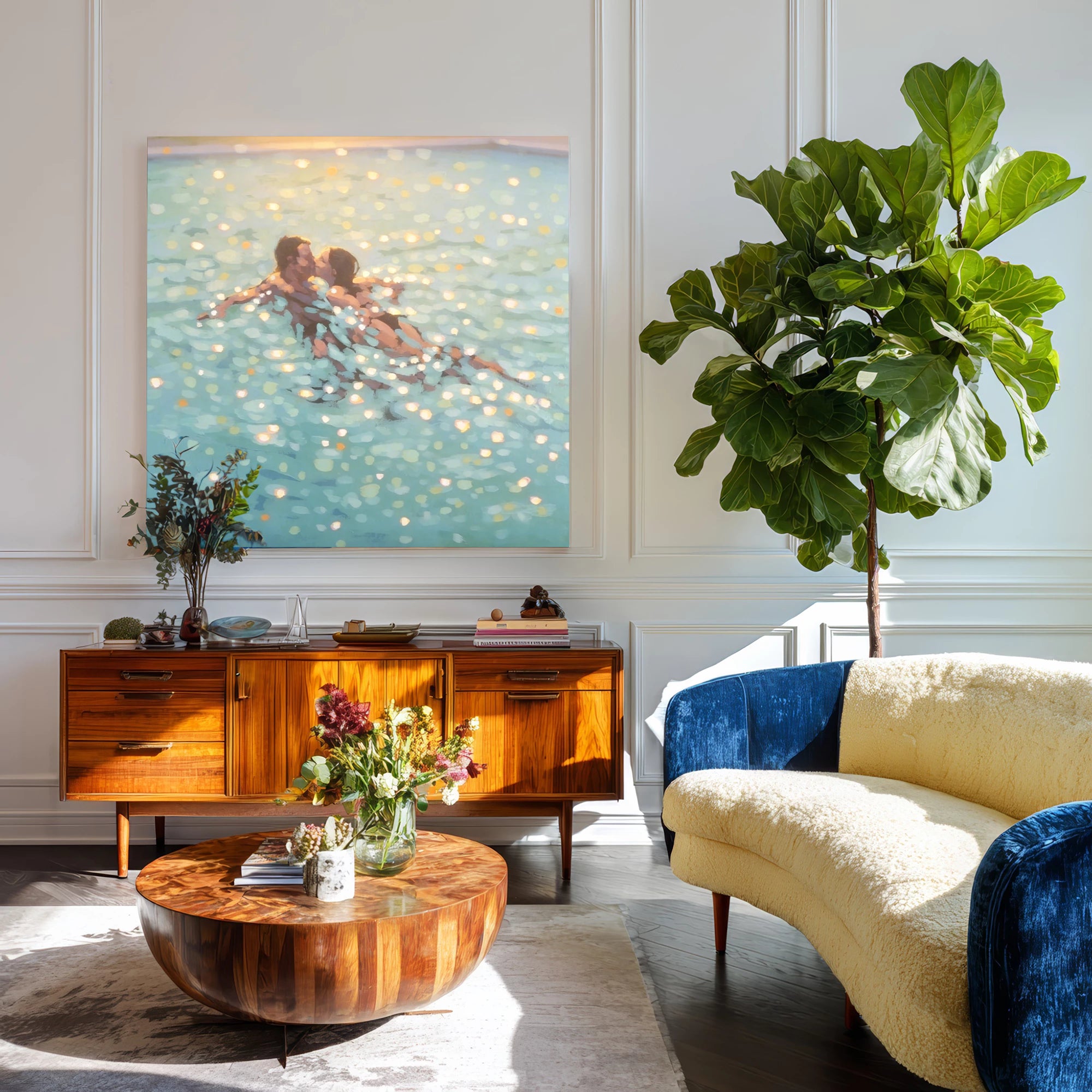 Couple in Swimming Pool Oil Painting #AB331