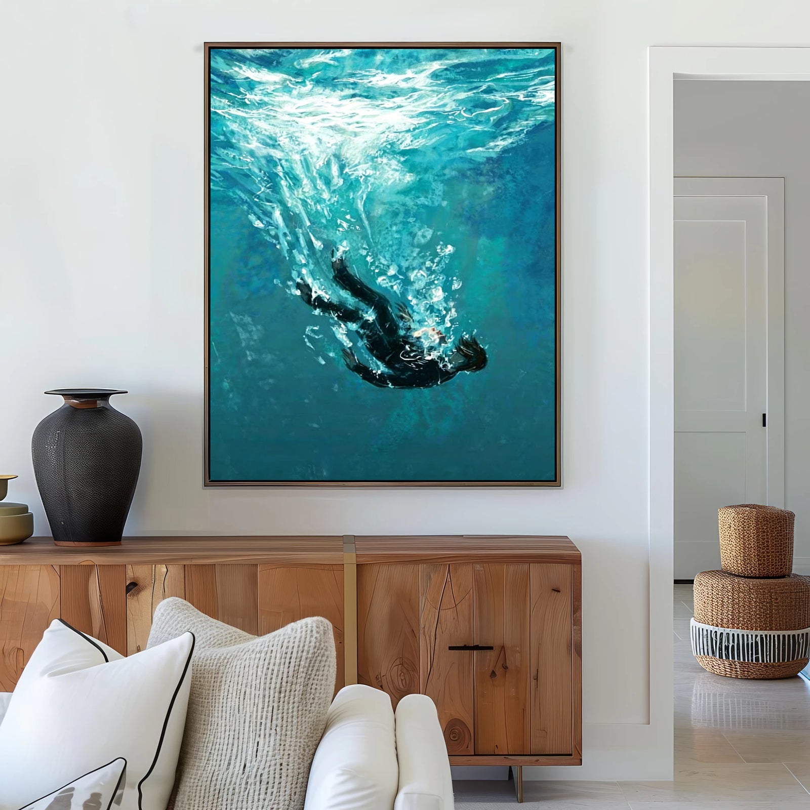 Underwater Falling Figure Oil Painting #AB326