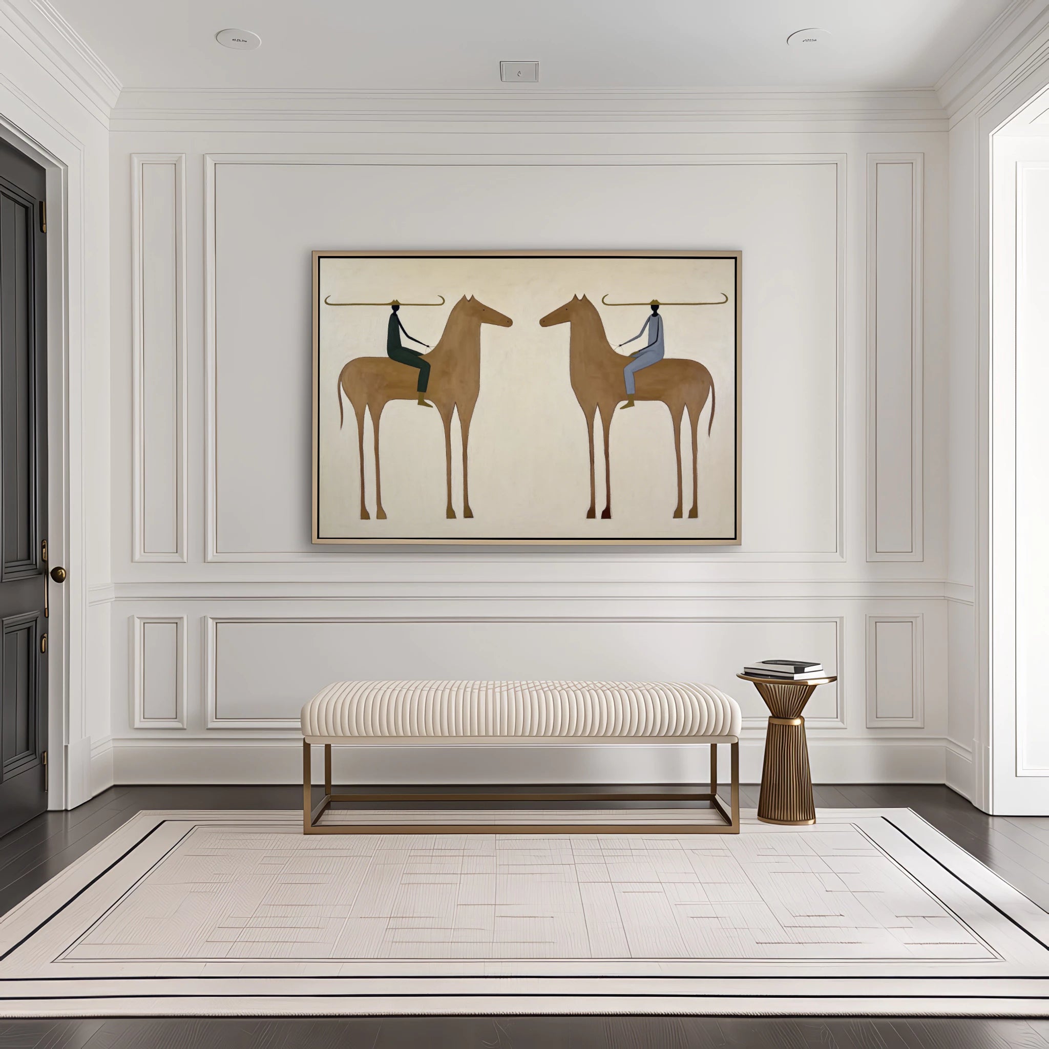 Contemporary Neutral Abstract Horse Oil Painting #AB611