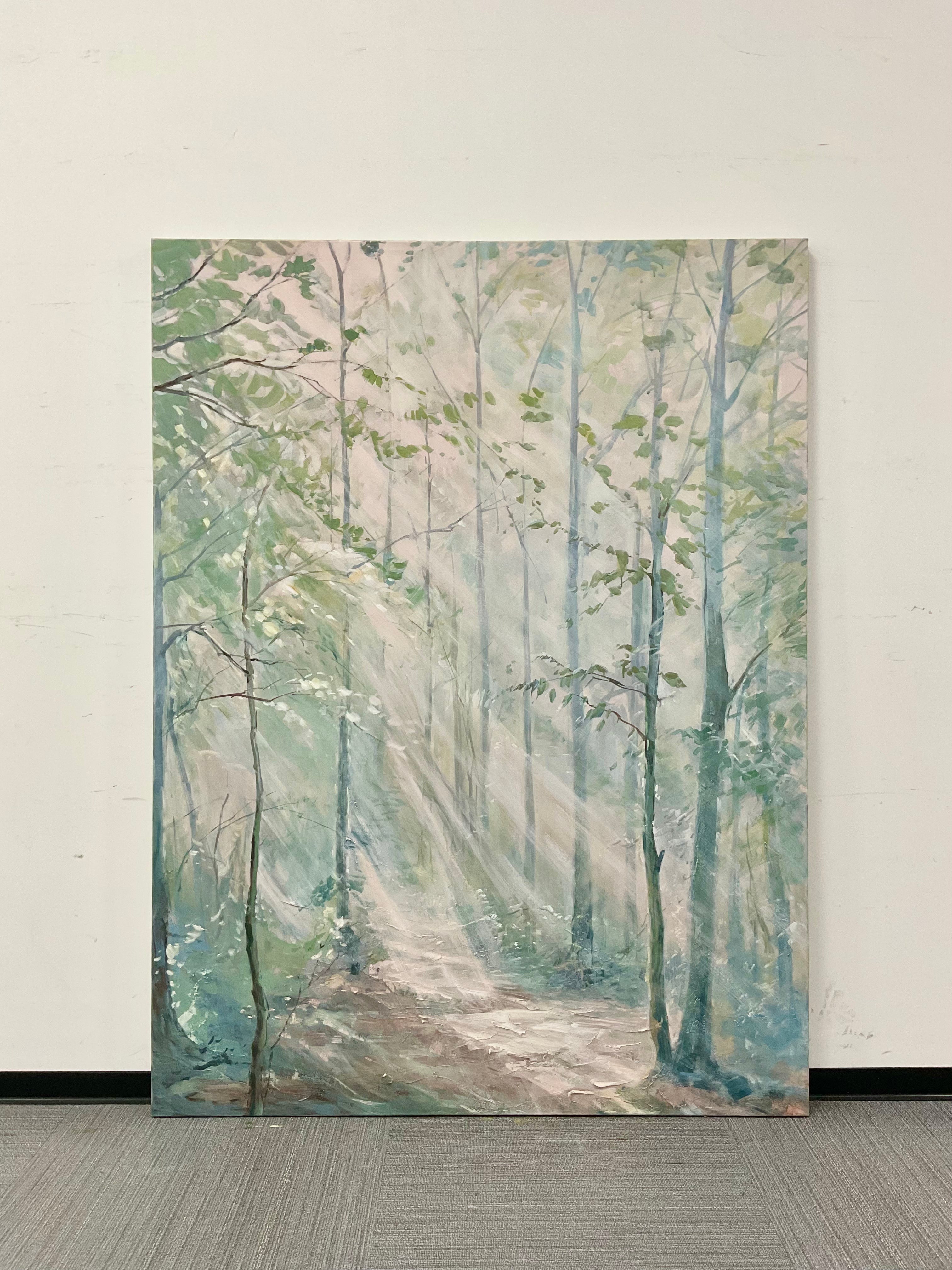 Sunlit Forest Path Hand-Painted Oil Painting #FJ669