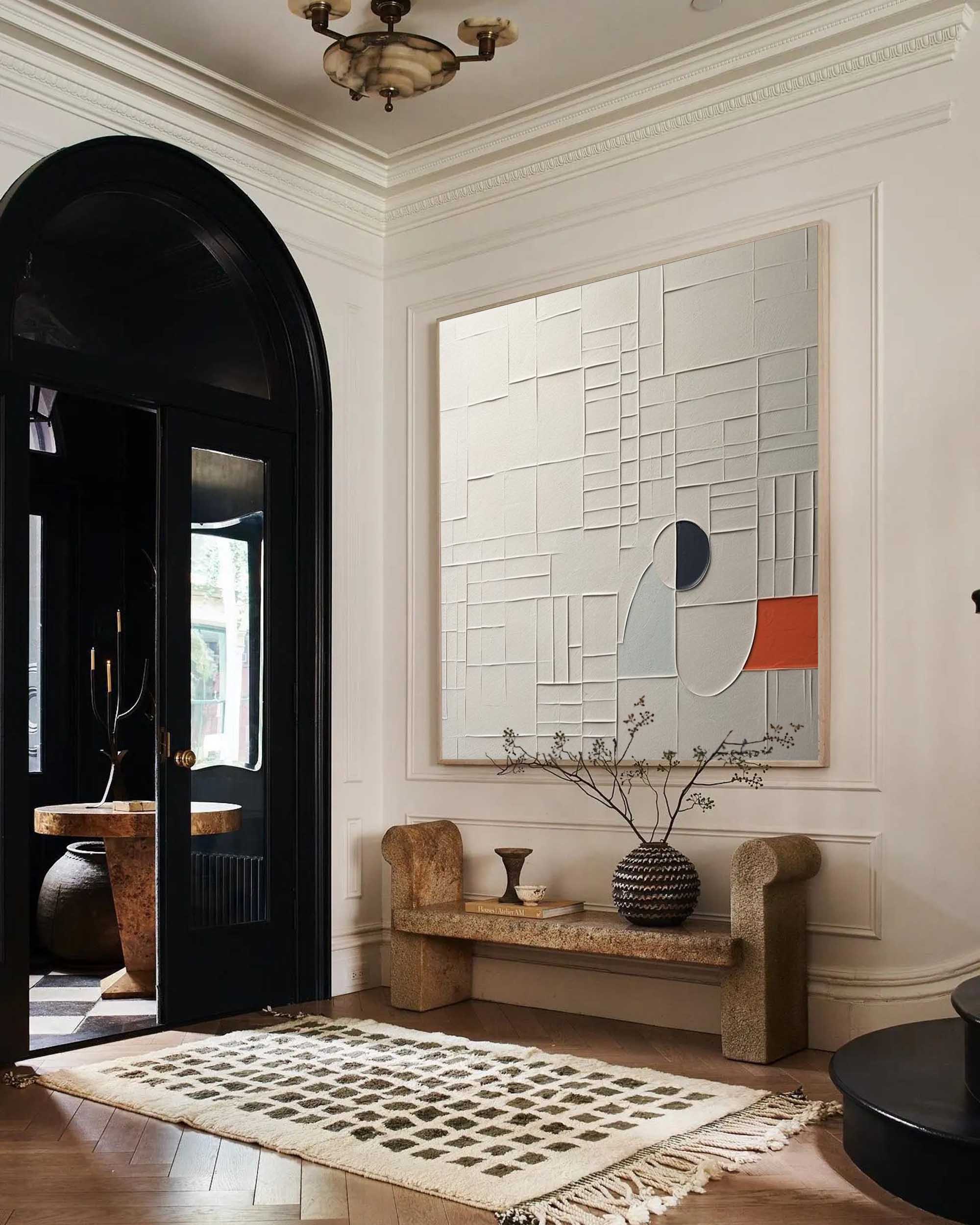 Modern Abstract Geometric Textured Oil Painting #JM89