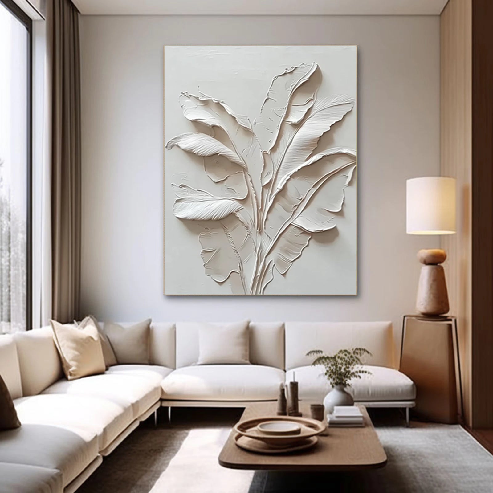 3D Neutral Plant Impasto Wall Art #FT64