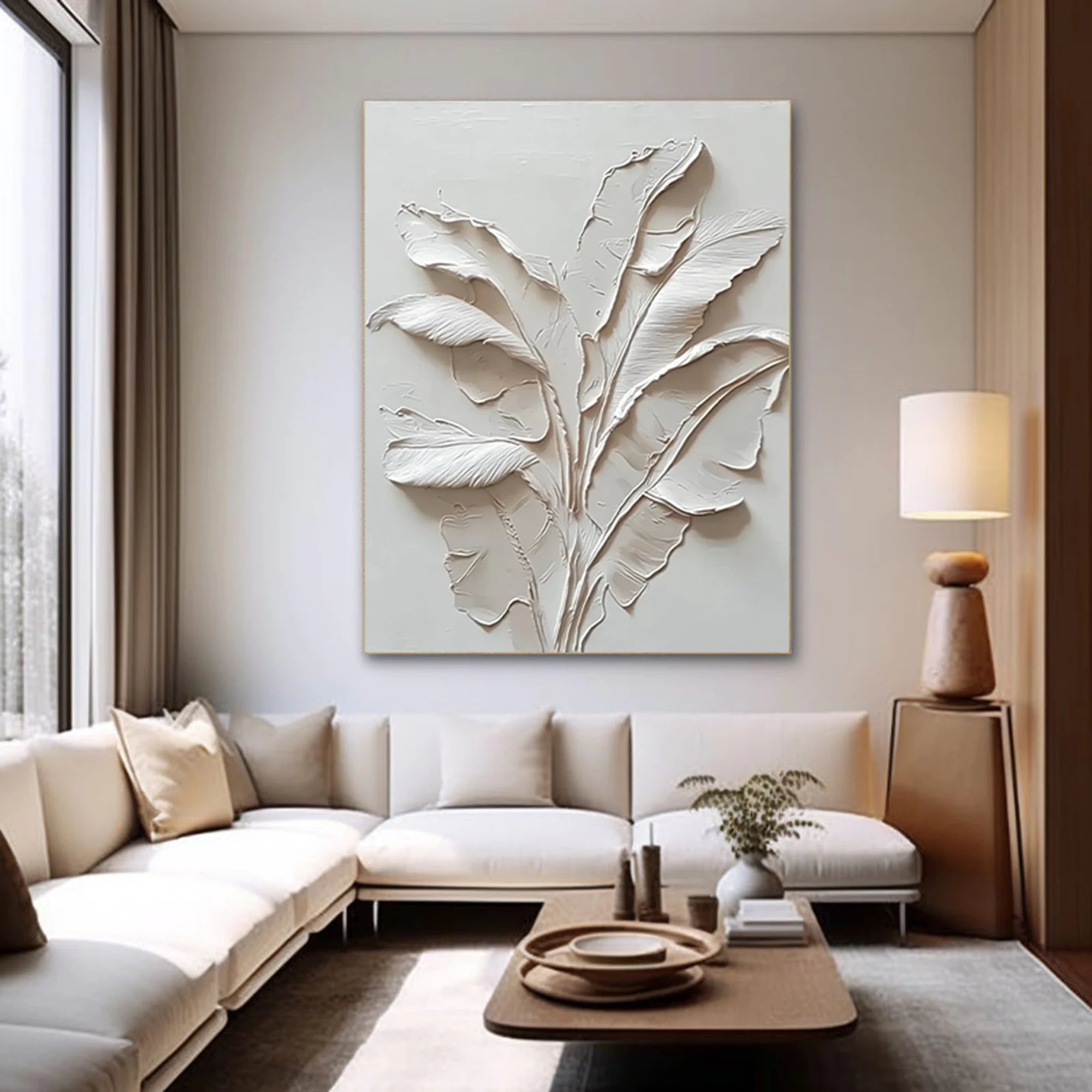3D Neutral Plant Impasto Wall Art #FT64