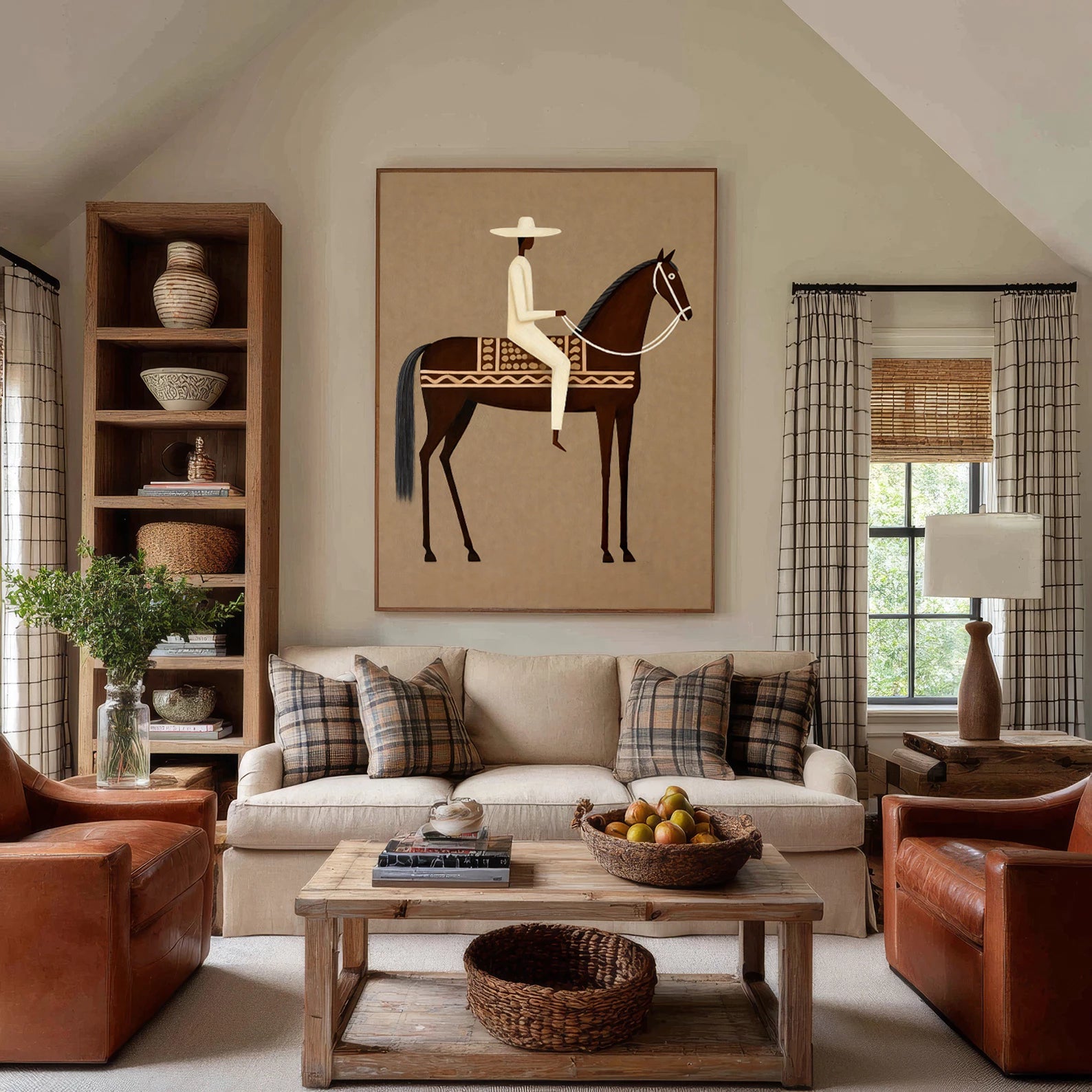 Minimalist Cowboy on Horse Wall Art #AB556