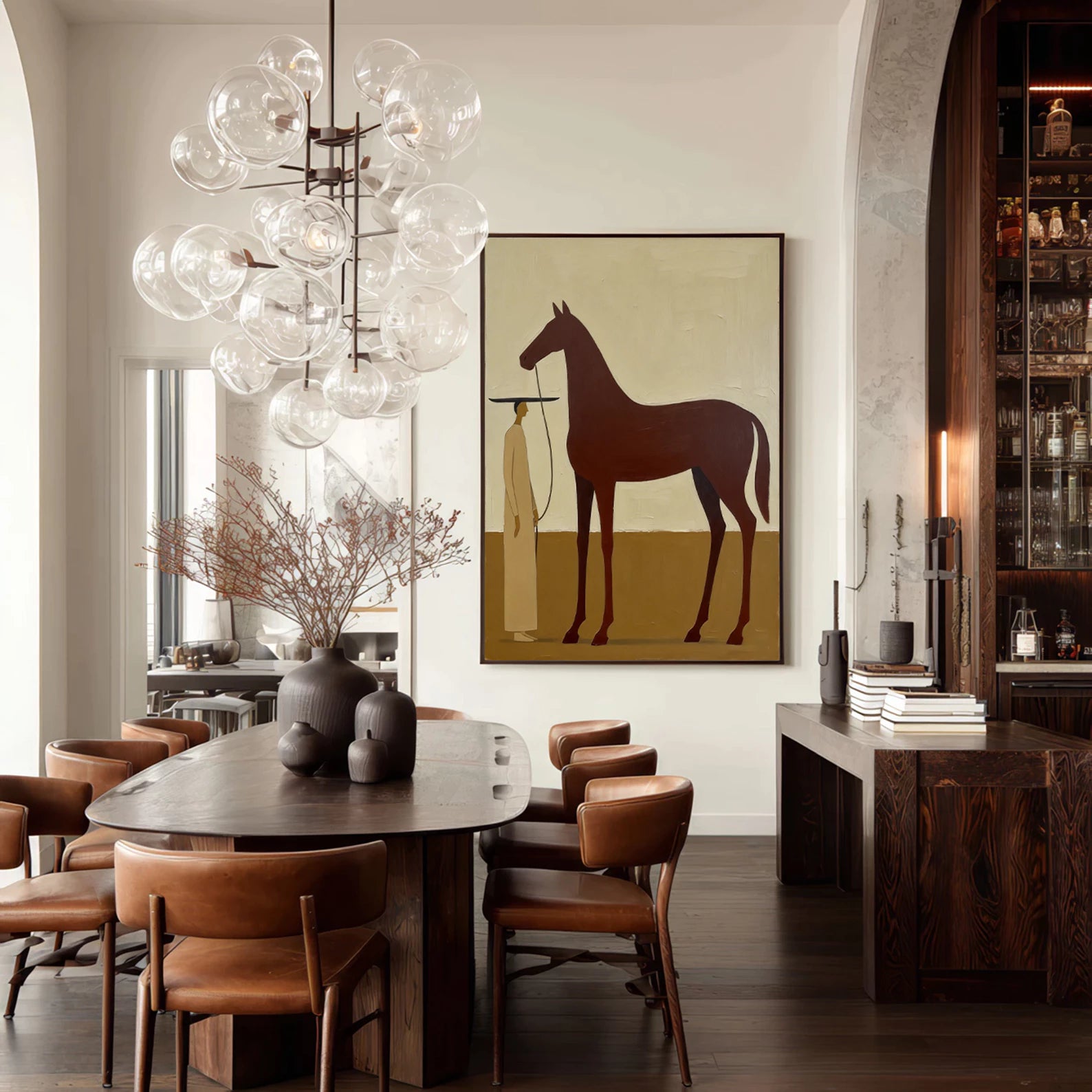 Minimalist Horse & Figure Wall Art #AB561