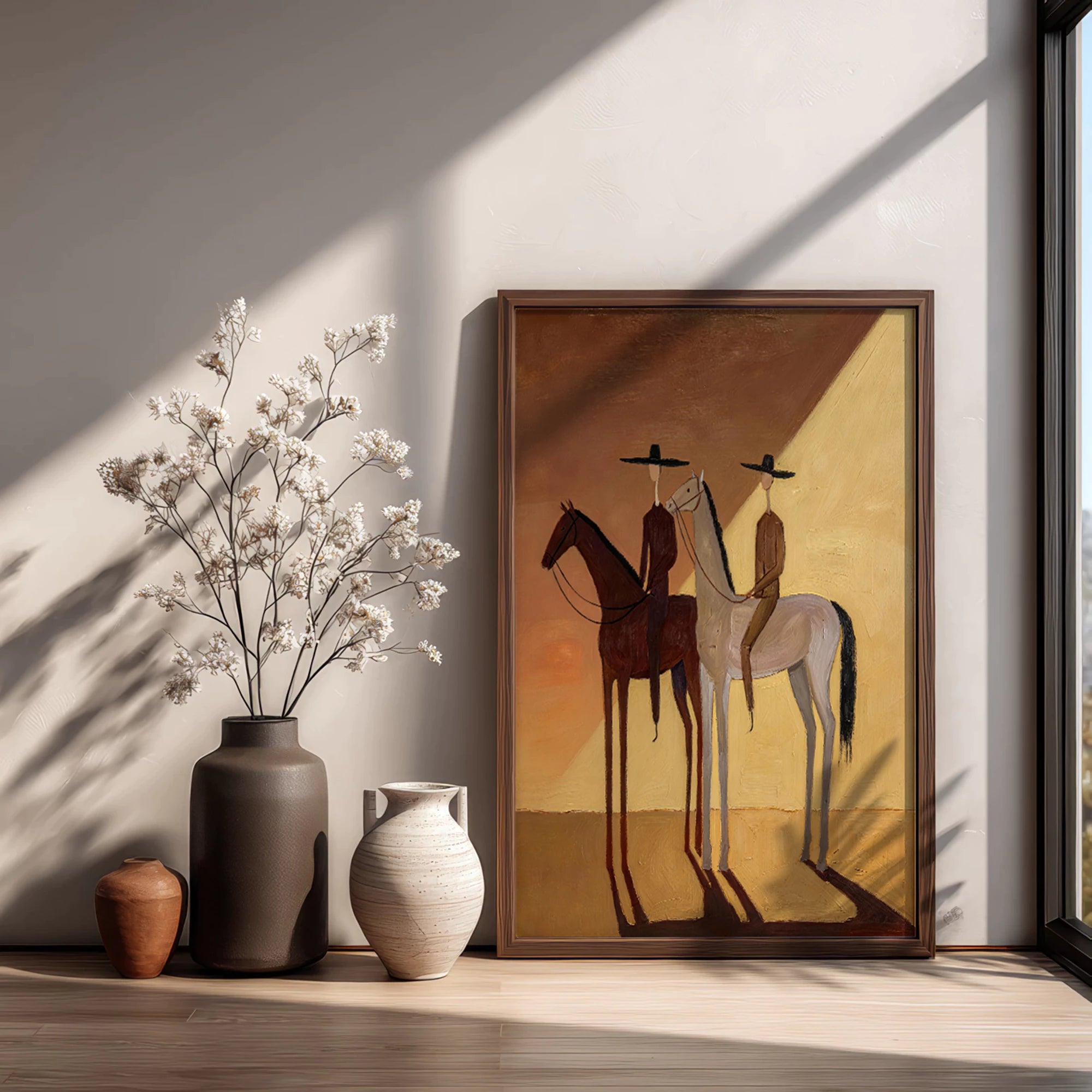 Abstract Two Riders on Horses Oil Painting #AB184
