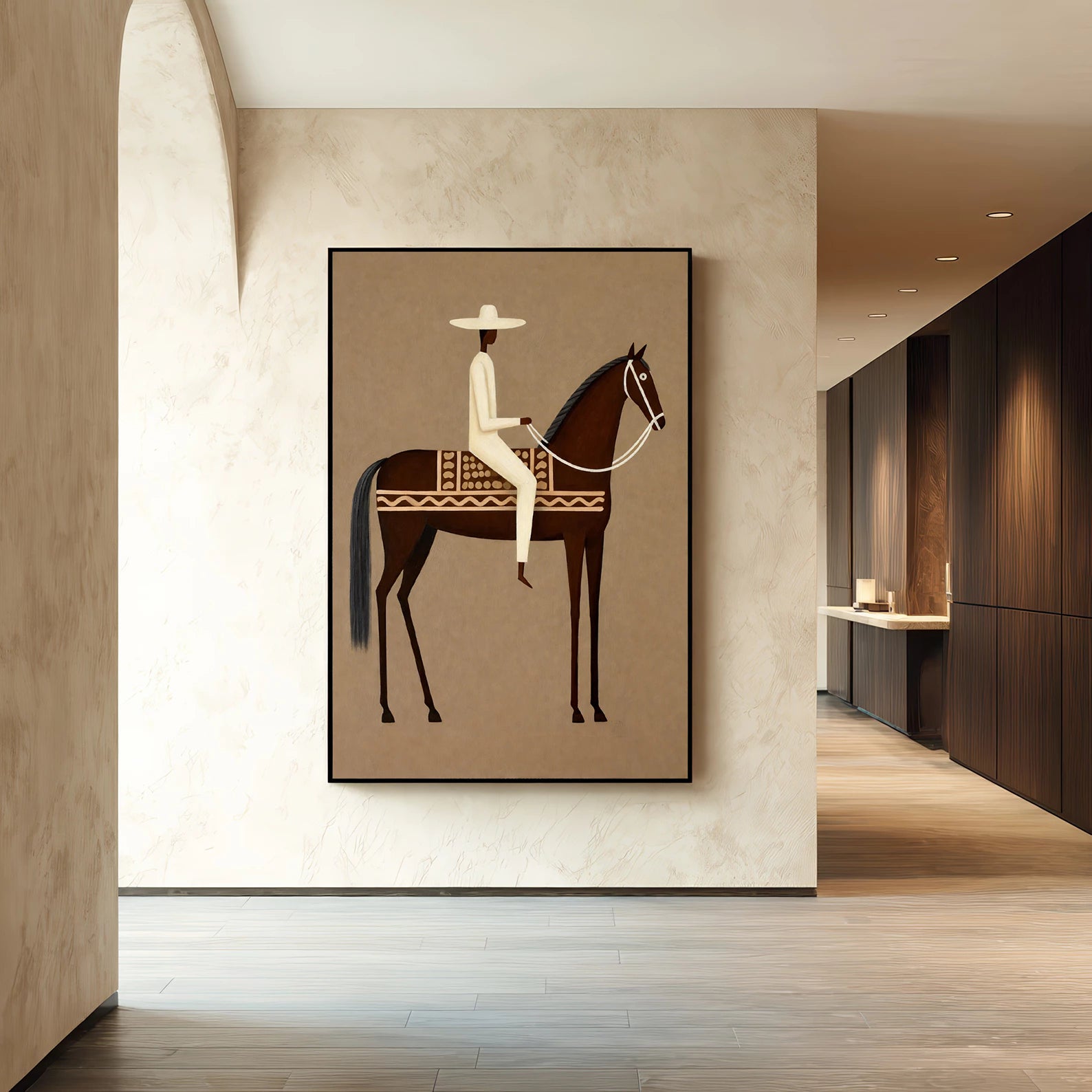 Minimalist Cowboy on Horse Wall Art #AB556