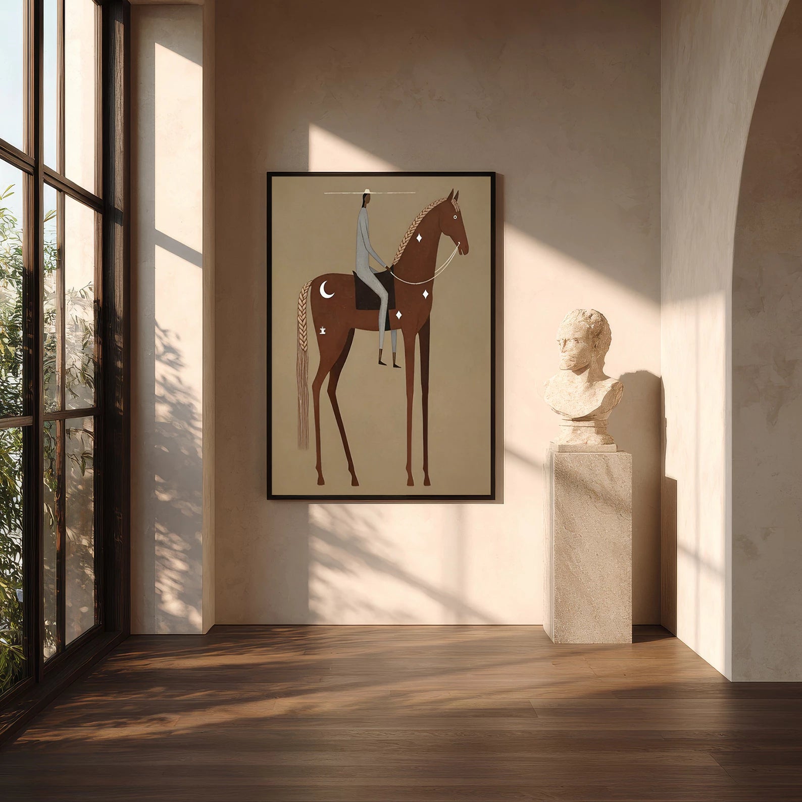 Minimalist Equestrian Rider Wall Art #AB557