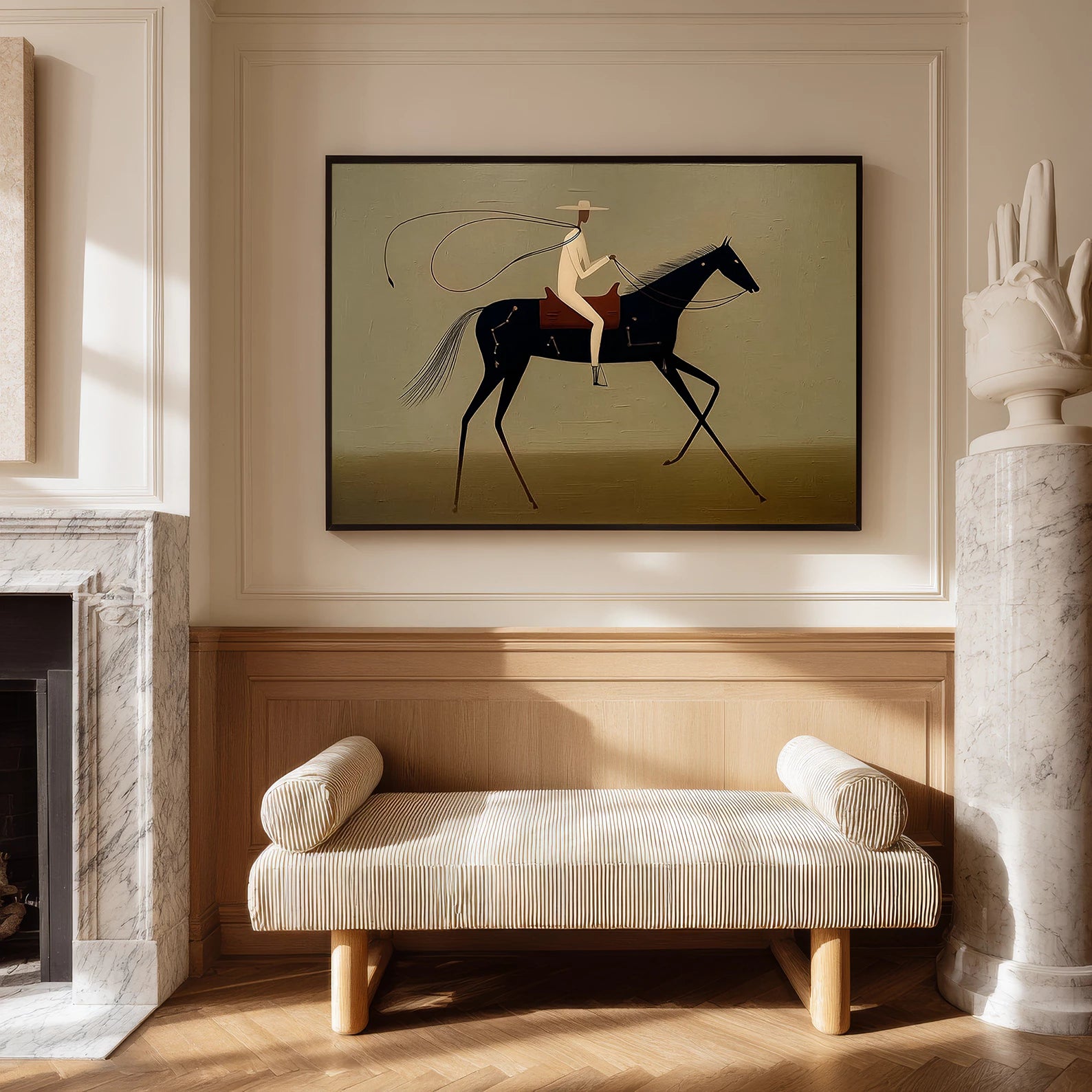 Western Minimalist Horse Rider Art #AB625