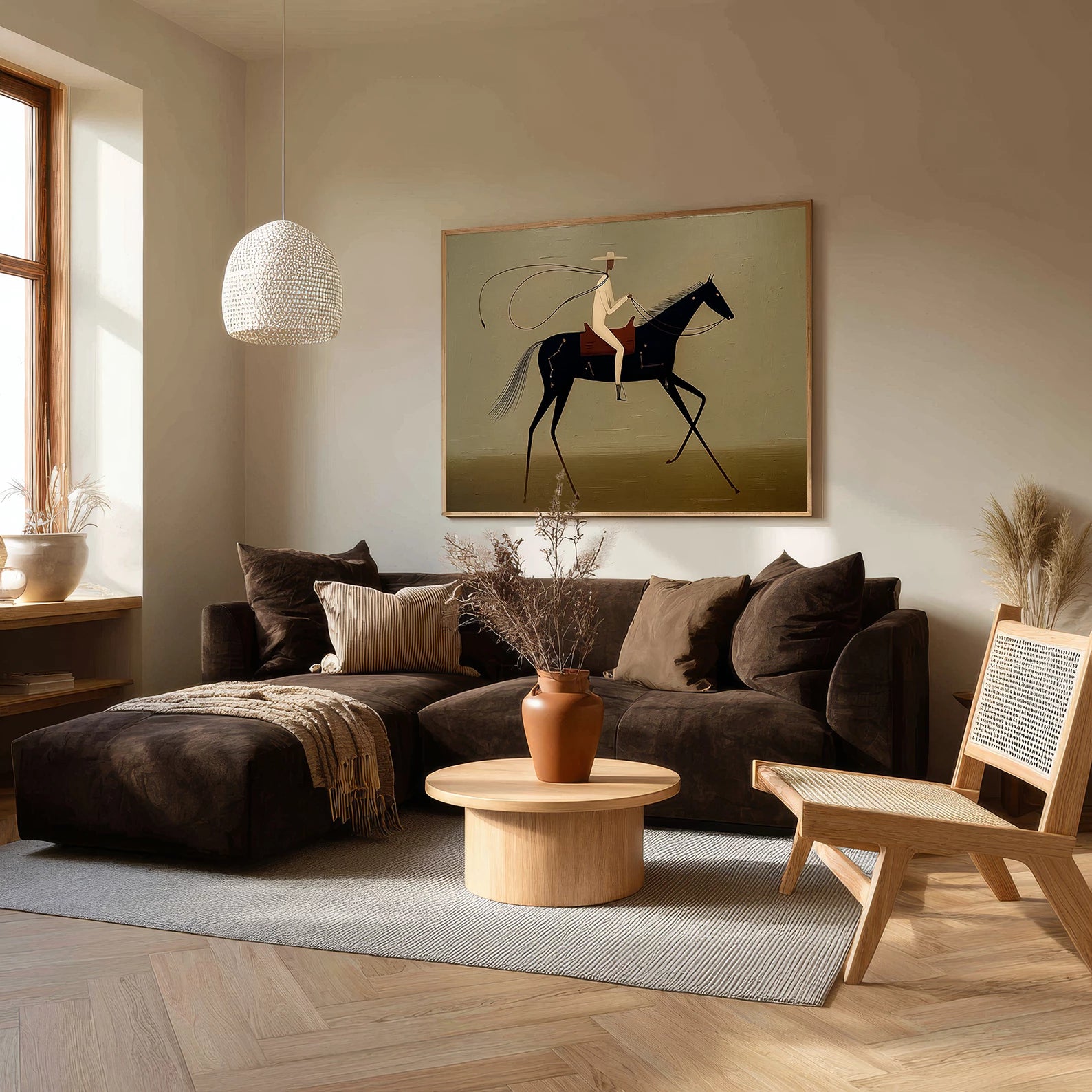 Western Minimalist Horse Rider Art #AB625