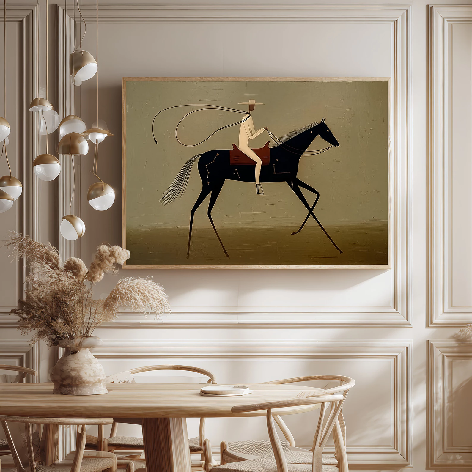 Western Minimalist Horse Rider Art #AB625