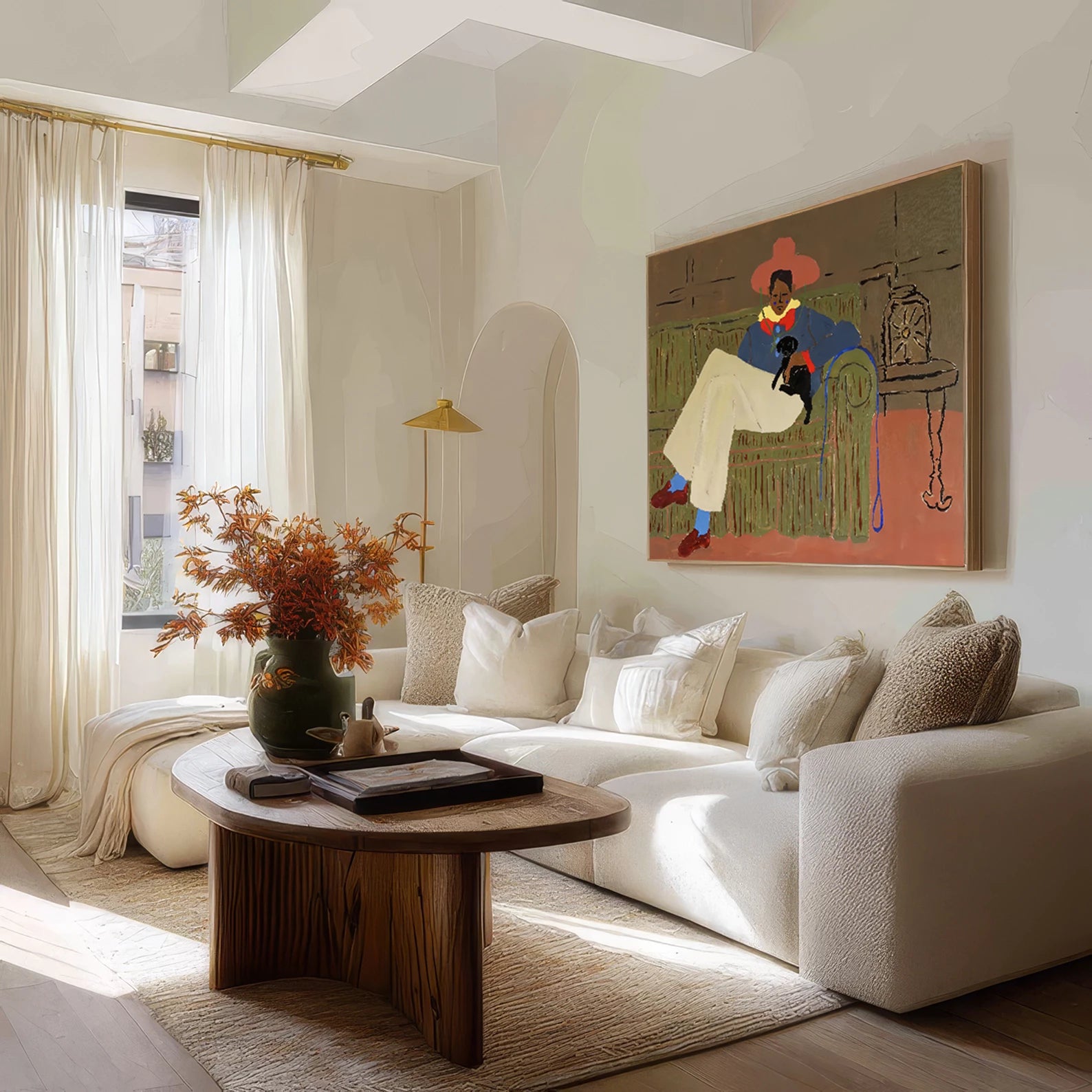 Vibrant Man & Dog Wall Art #AB612