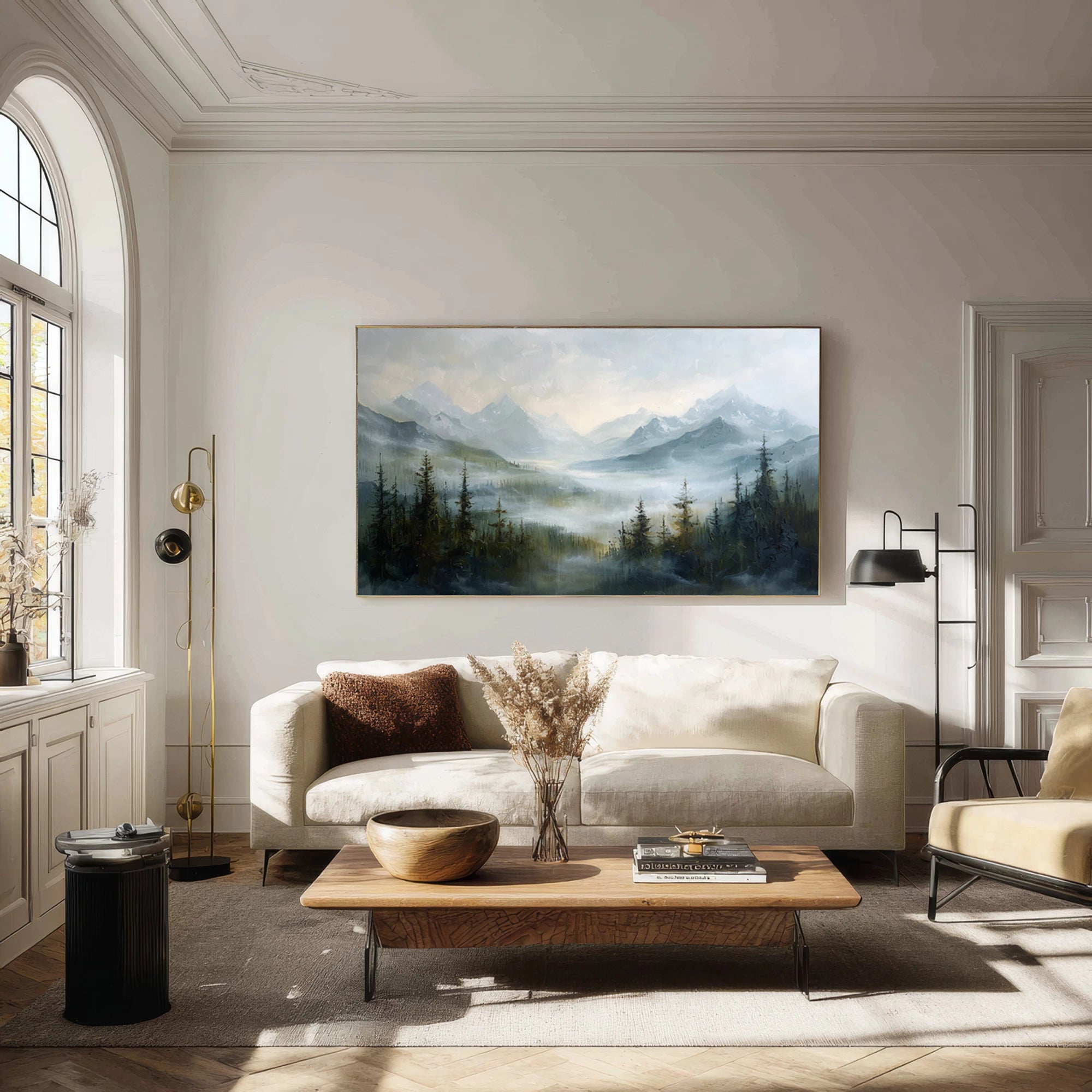 Misty Mountain Landscape Oil Painting #FT65