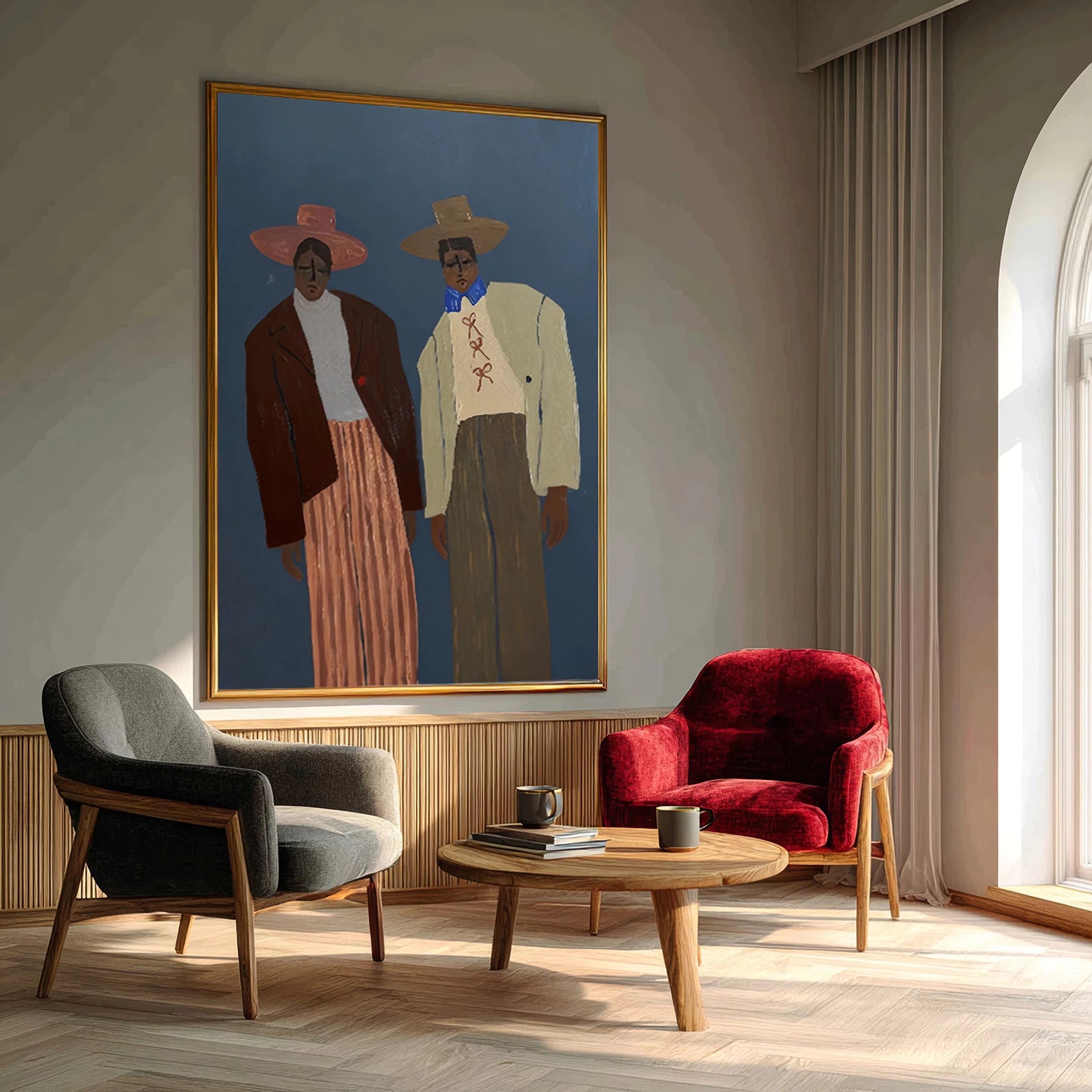 Expressive Cowboy Figures Contemporary Wall Ar #AB553
