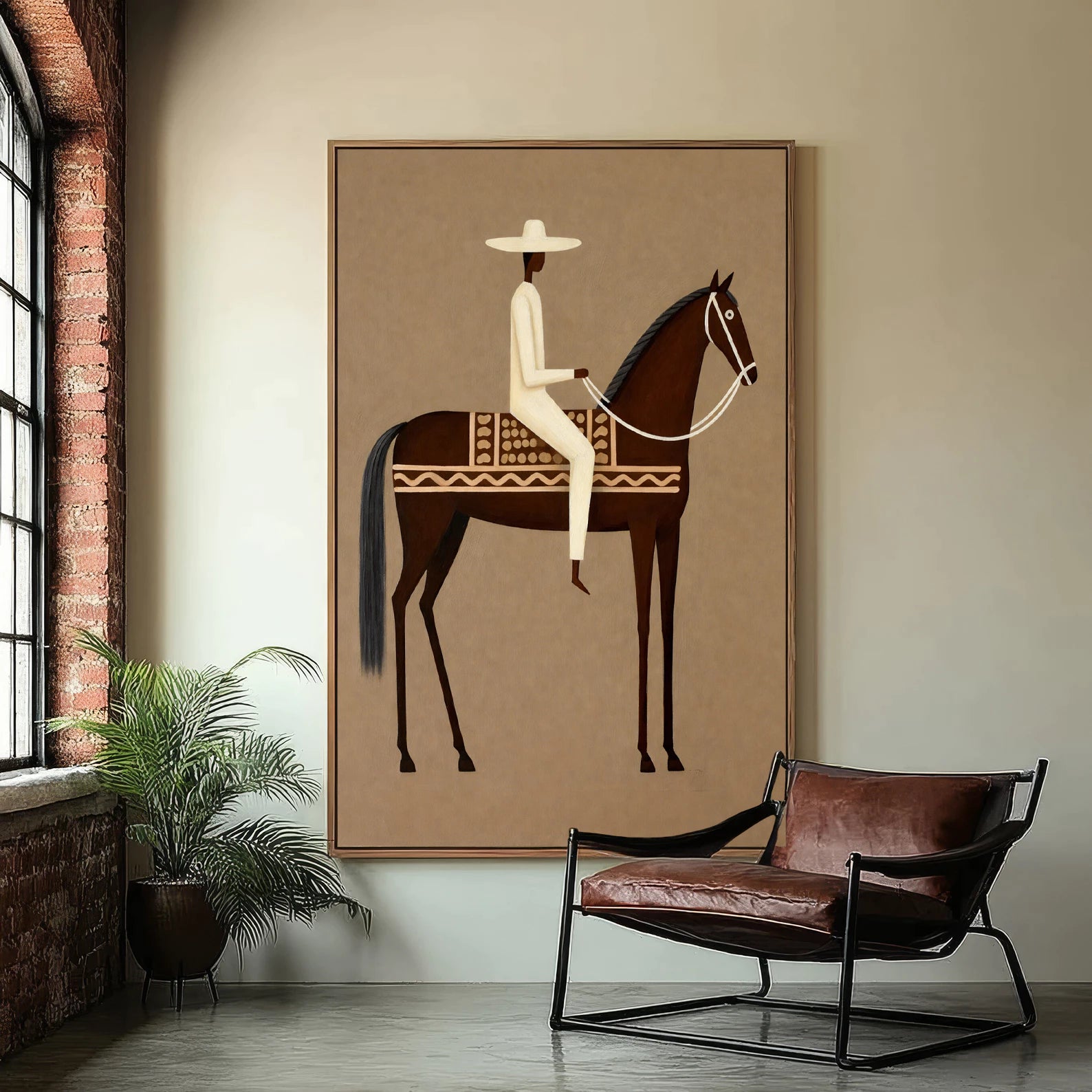 Minimalist Cowboy on Horse Wall Art #AB556