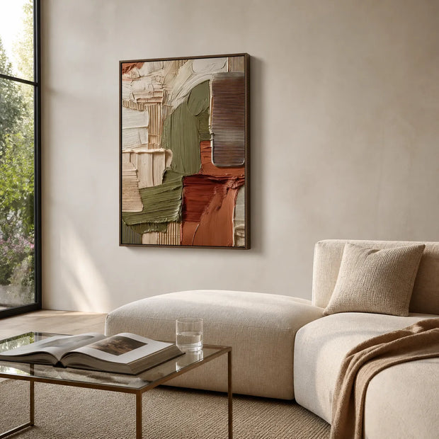 Multi-Tone Textured Wall Art, Terracotta & Sage Abstract Oil Painting for Entryway #DX9VZUBS